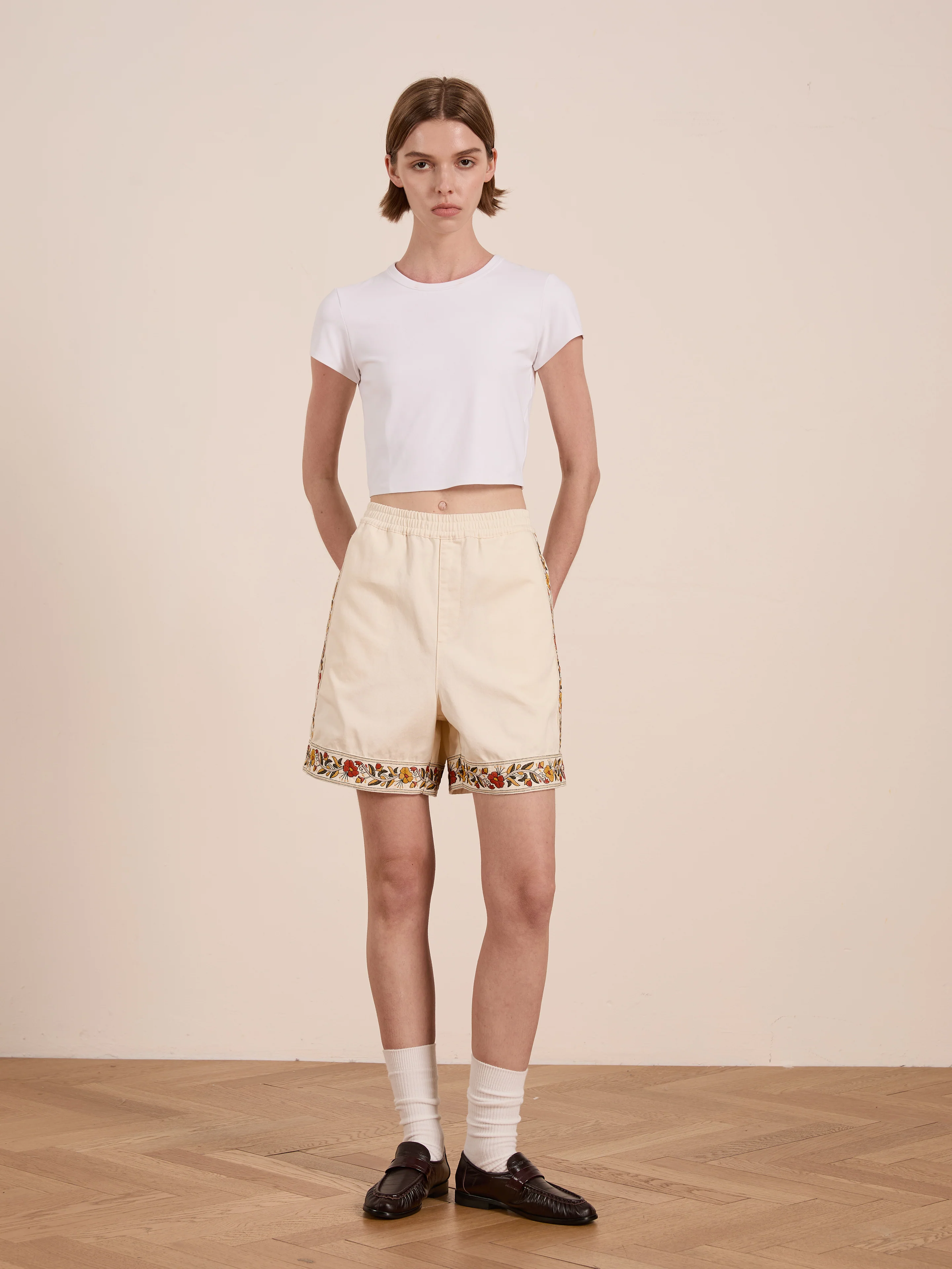 Kantha Floral Work Shorts - Image 3