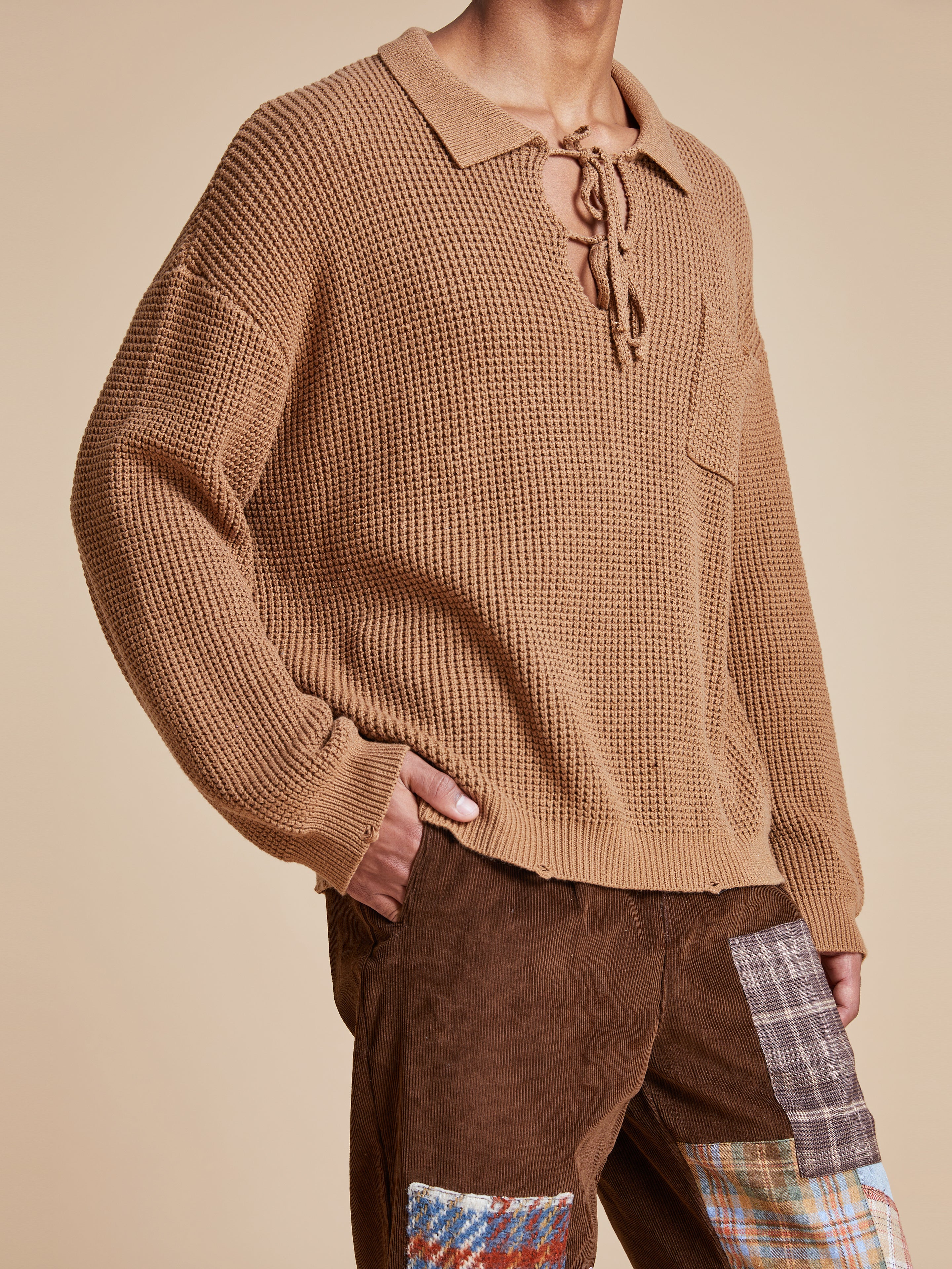 Tie-Collar Knit Sweater - Image 4