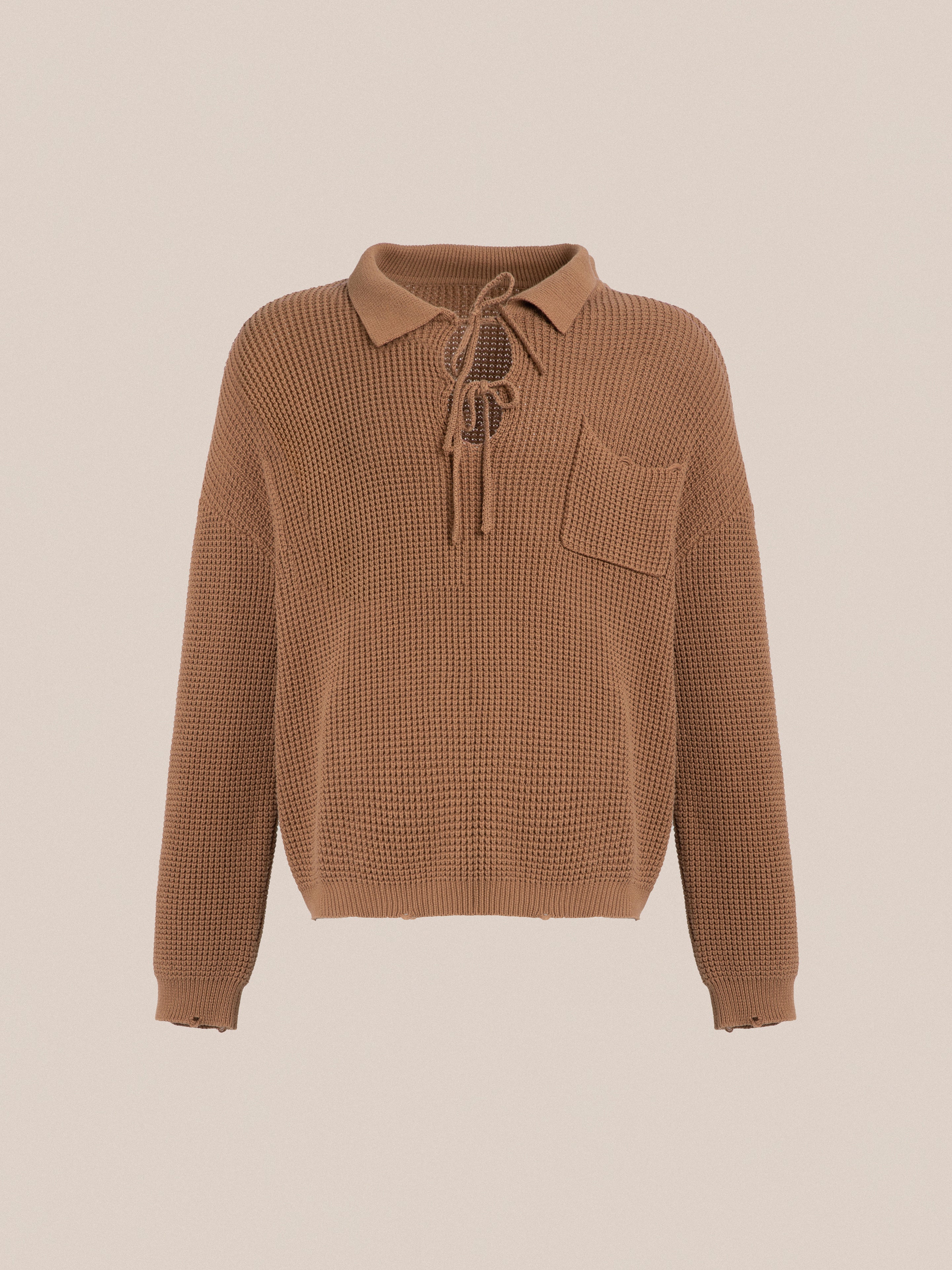 Tie-Collar Knit Sweater - Image 5