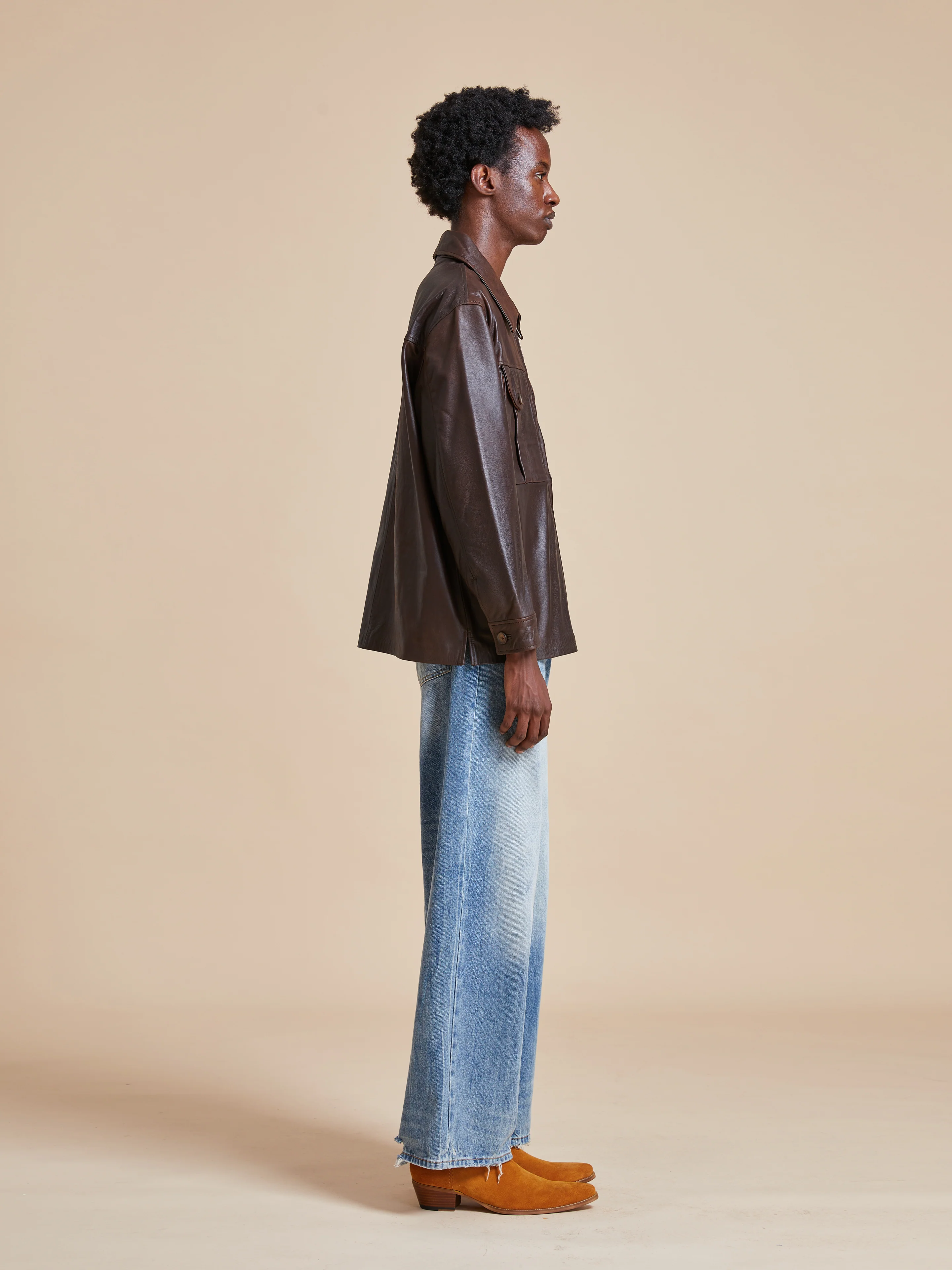 Sepia Leather Overshirt - Image 14