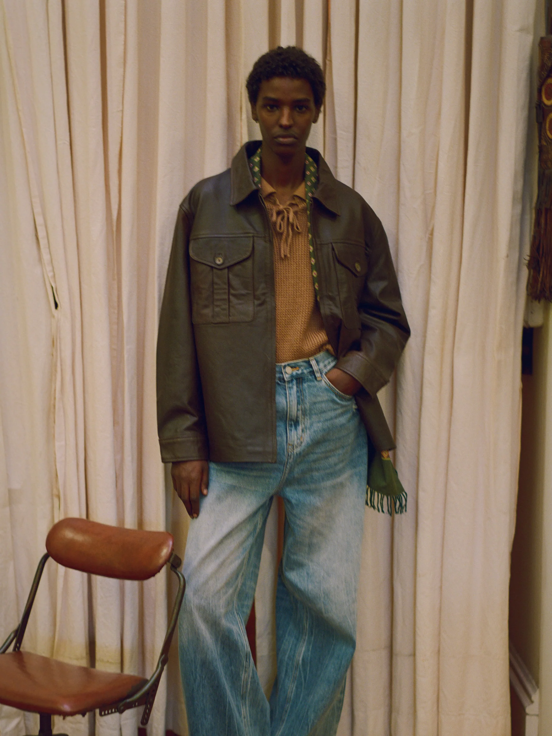 Sepia Leather Overshirt - Image 4