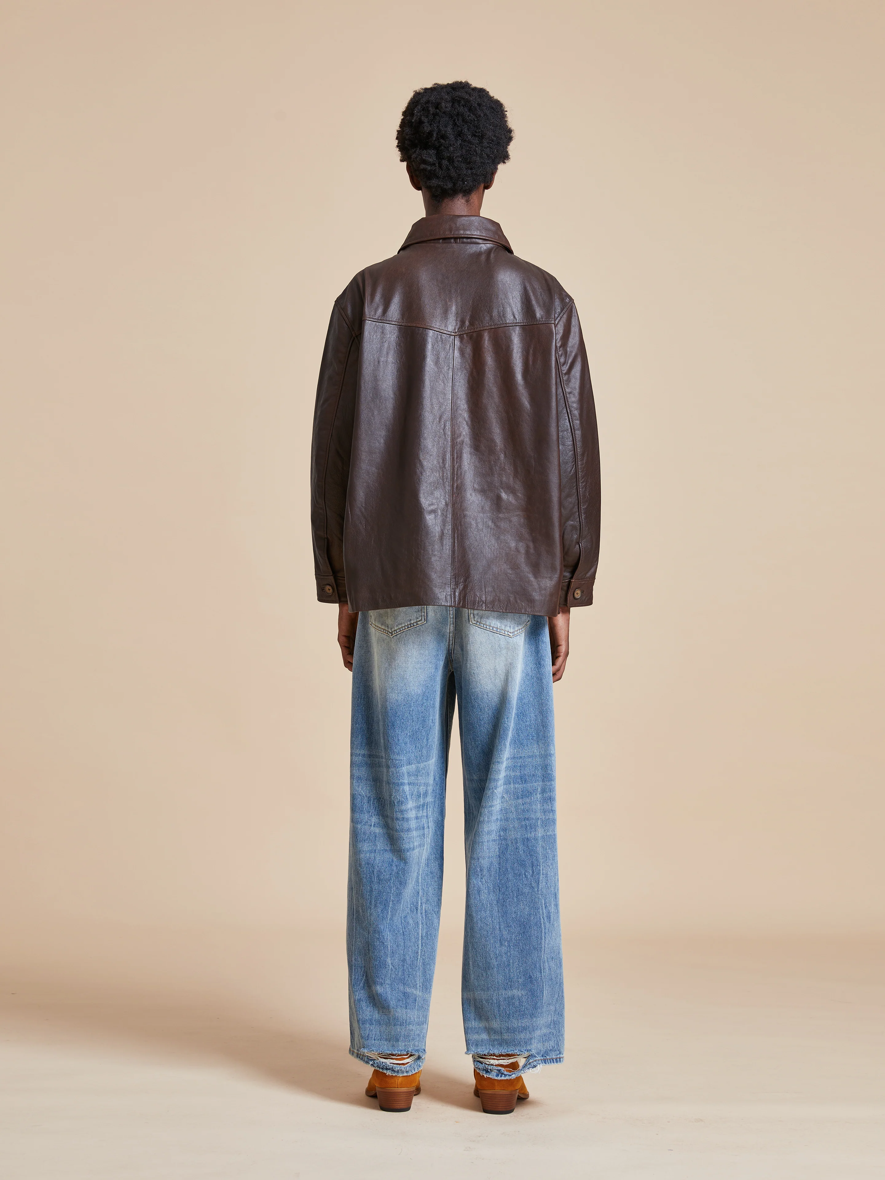 Sepia Leather Overshirt - Image 8