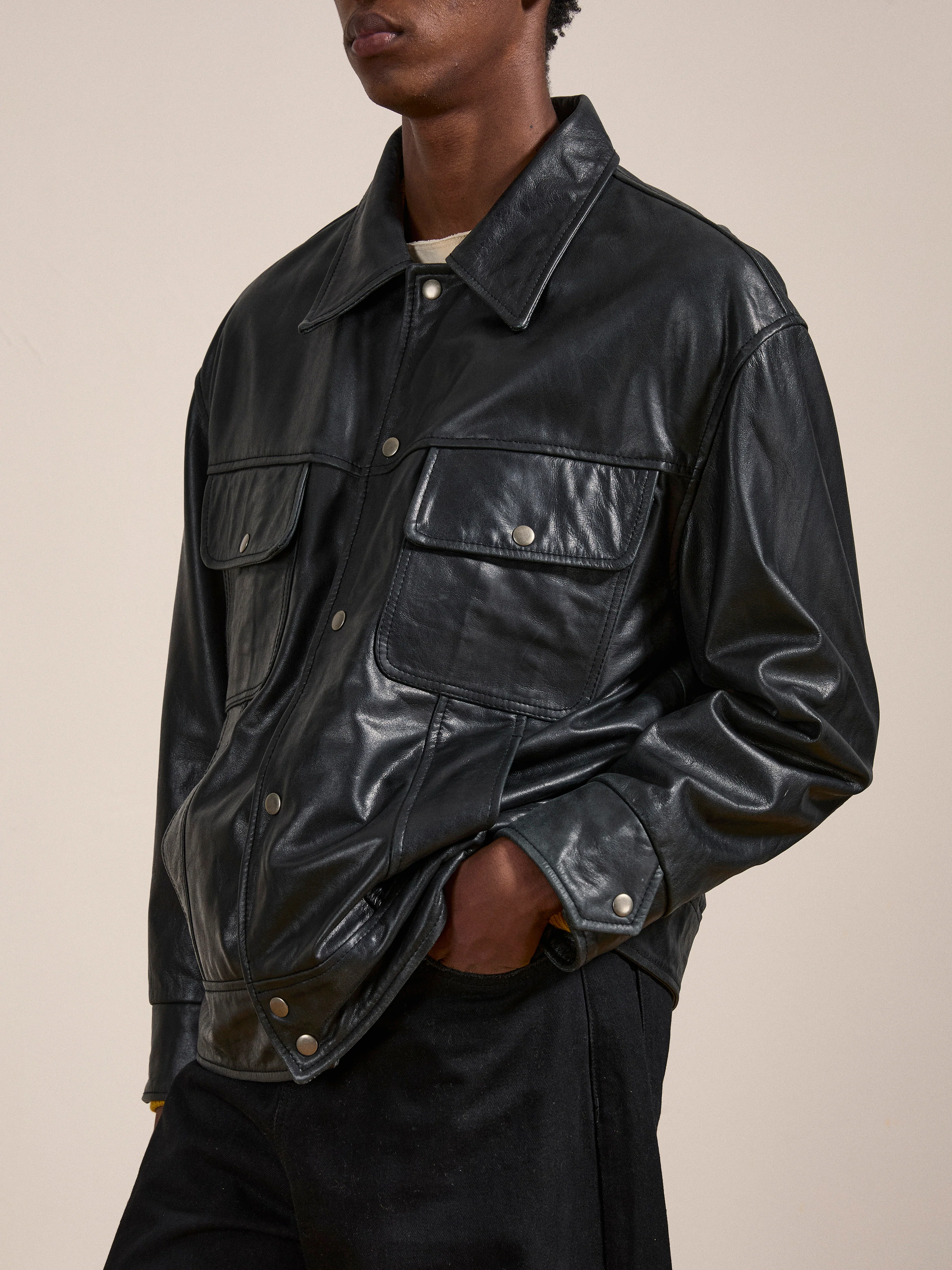 Leather Trucker Jacket - Image 4