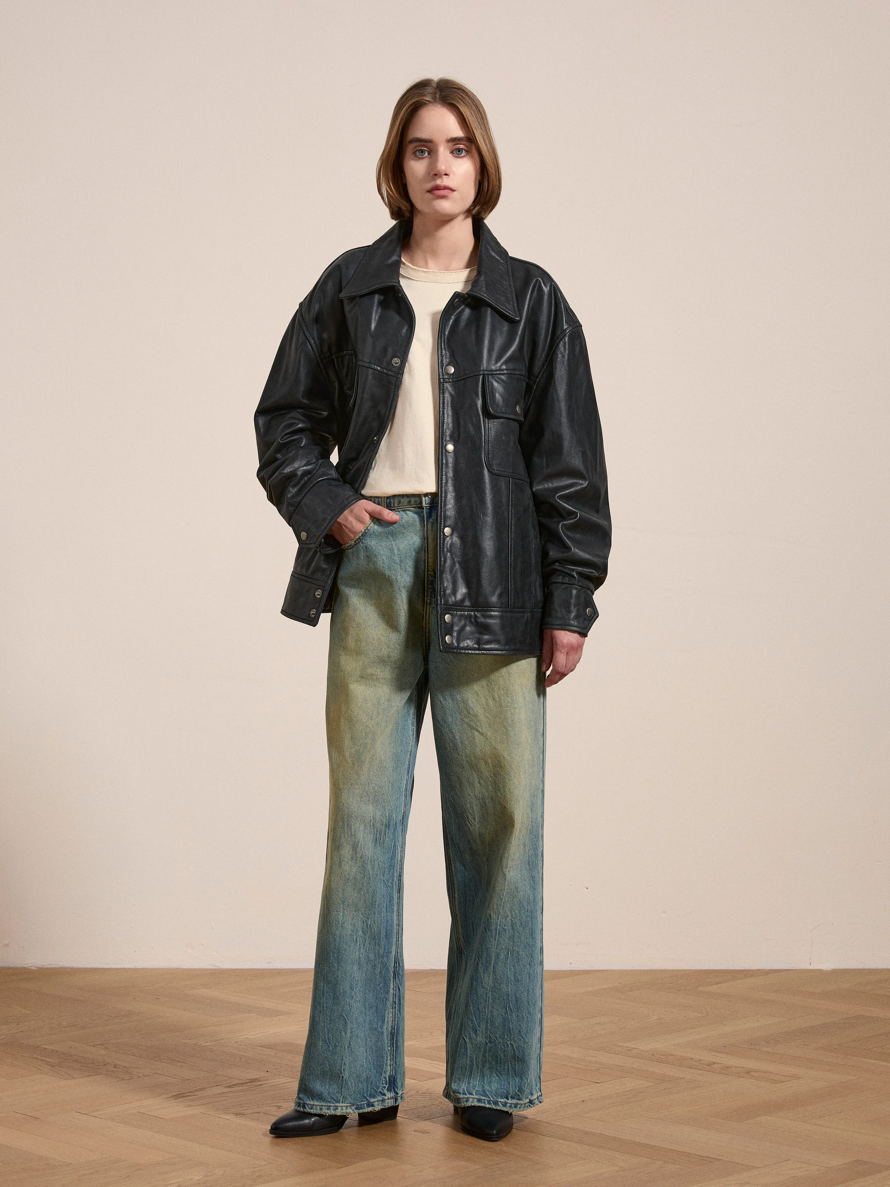 Leather Trucker Jacket - Image 8