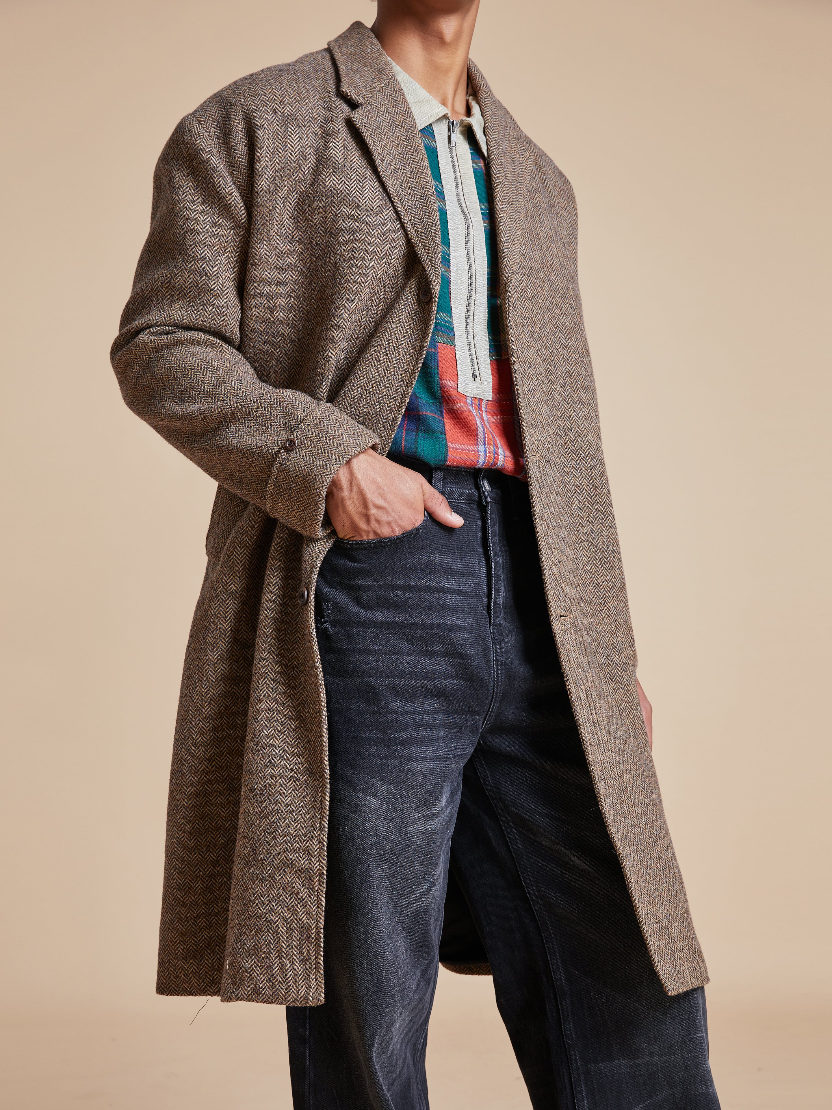 Elm Tweed Long Top Coat - Image 3