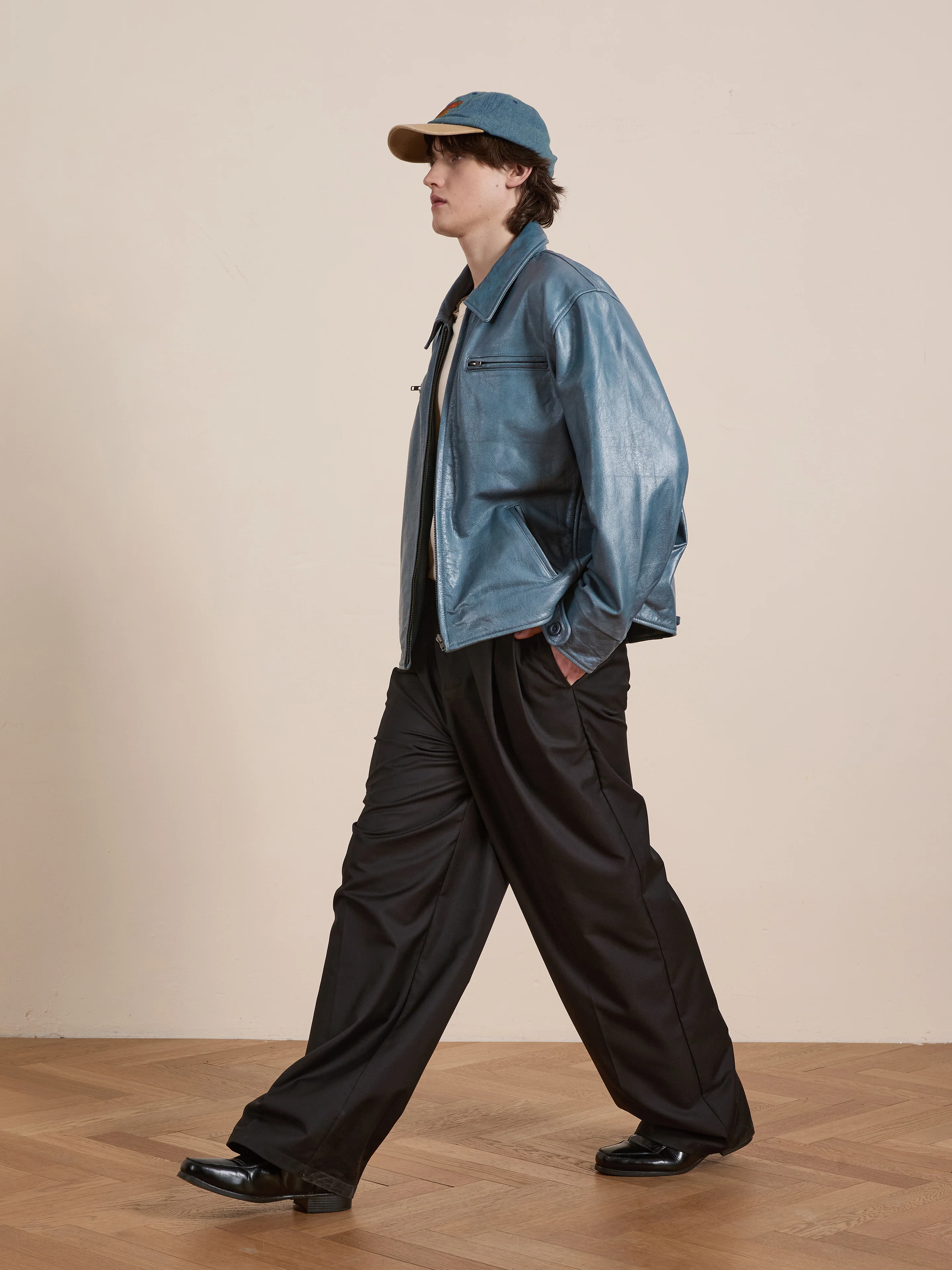 Marlboro Sun Faded Leather Racer Jacket - Image 11