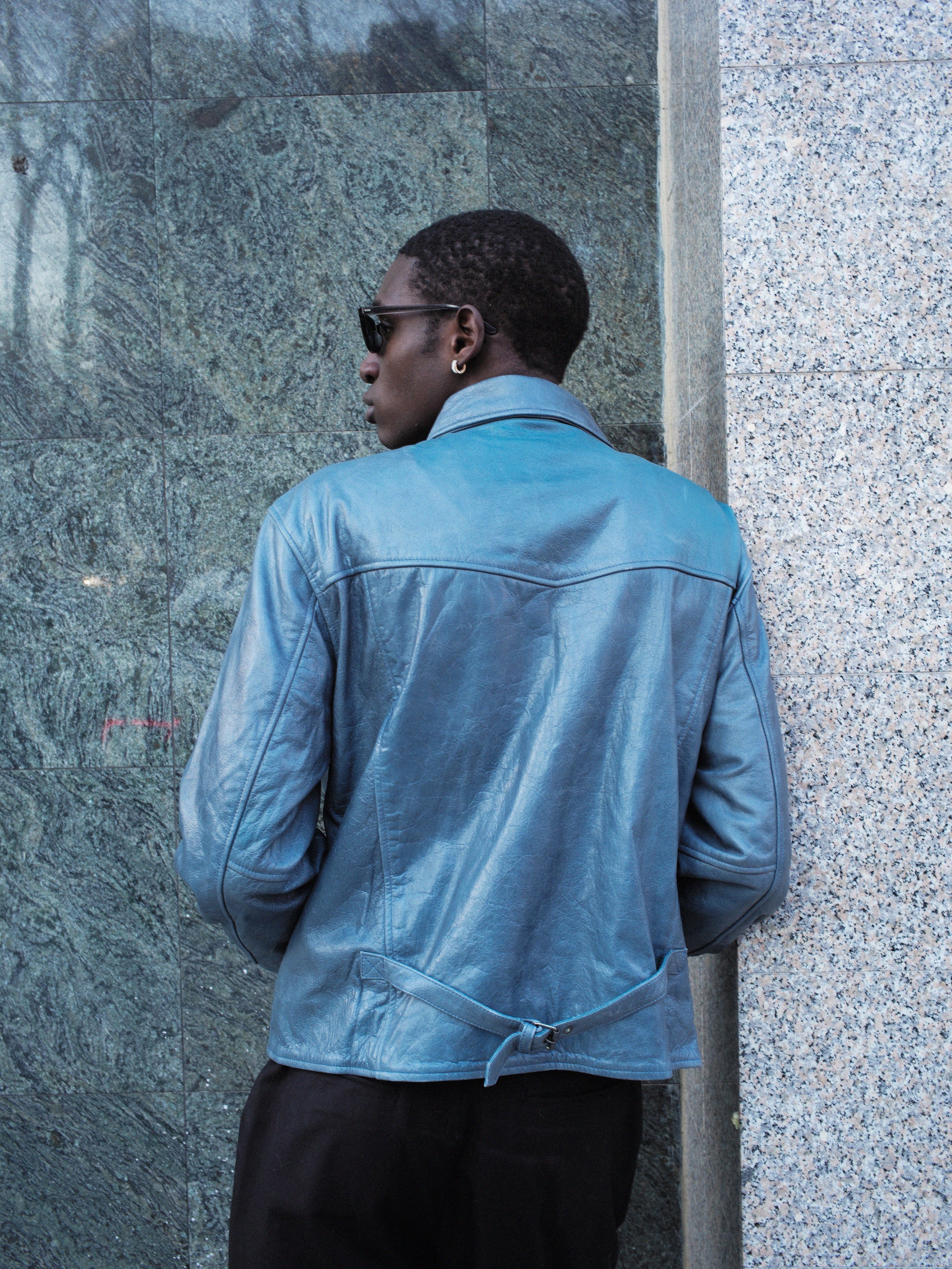Marlboro Sun Faded Leather Racer Jacket - Image 15