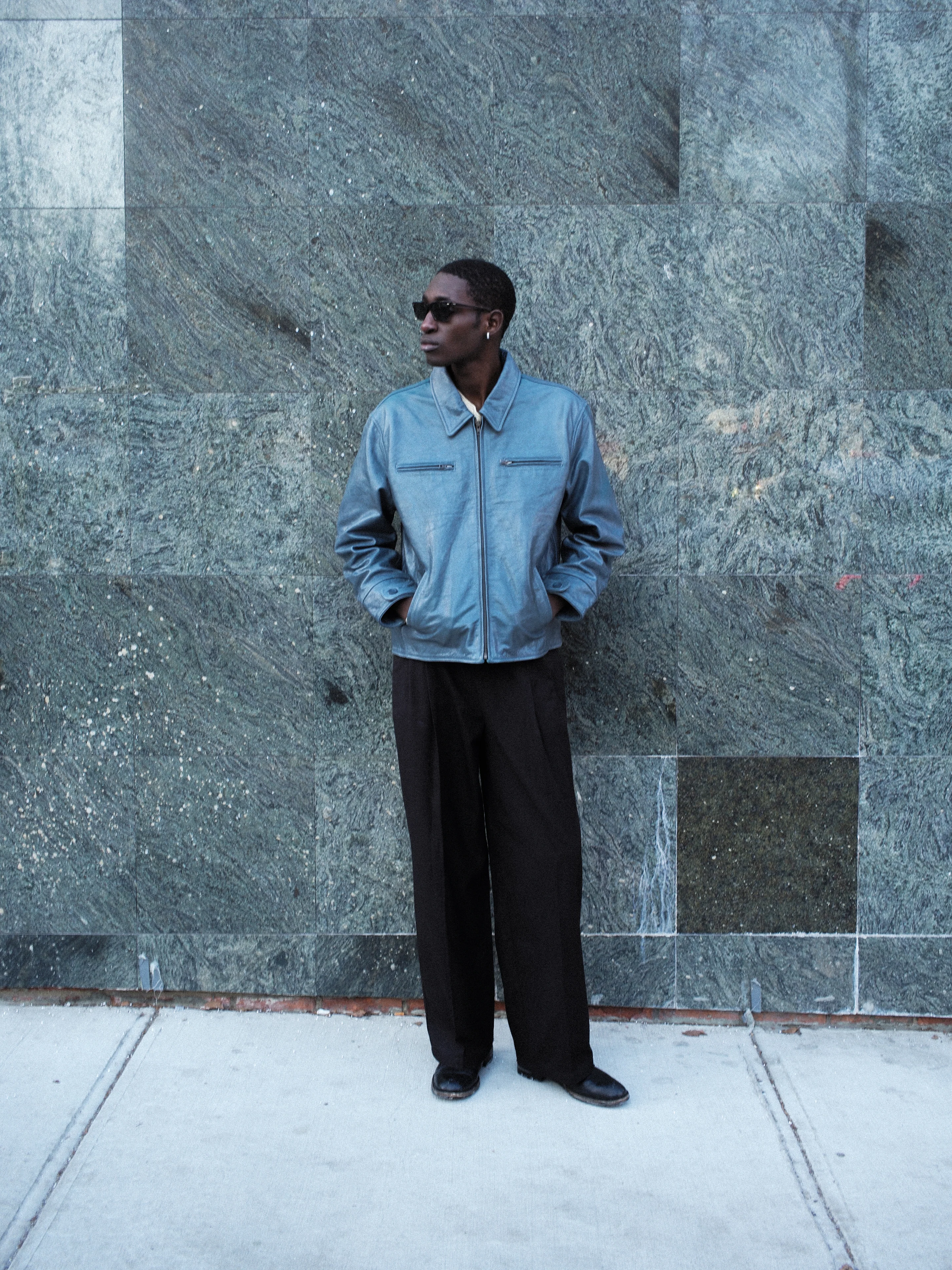 Marlboro Sun Faded Leather Racer Jacket - Image 3