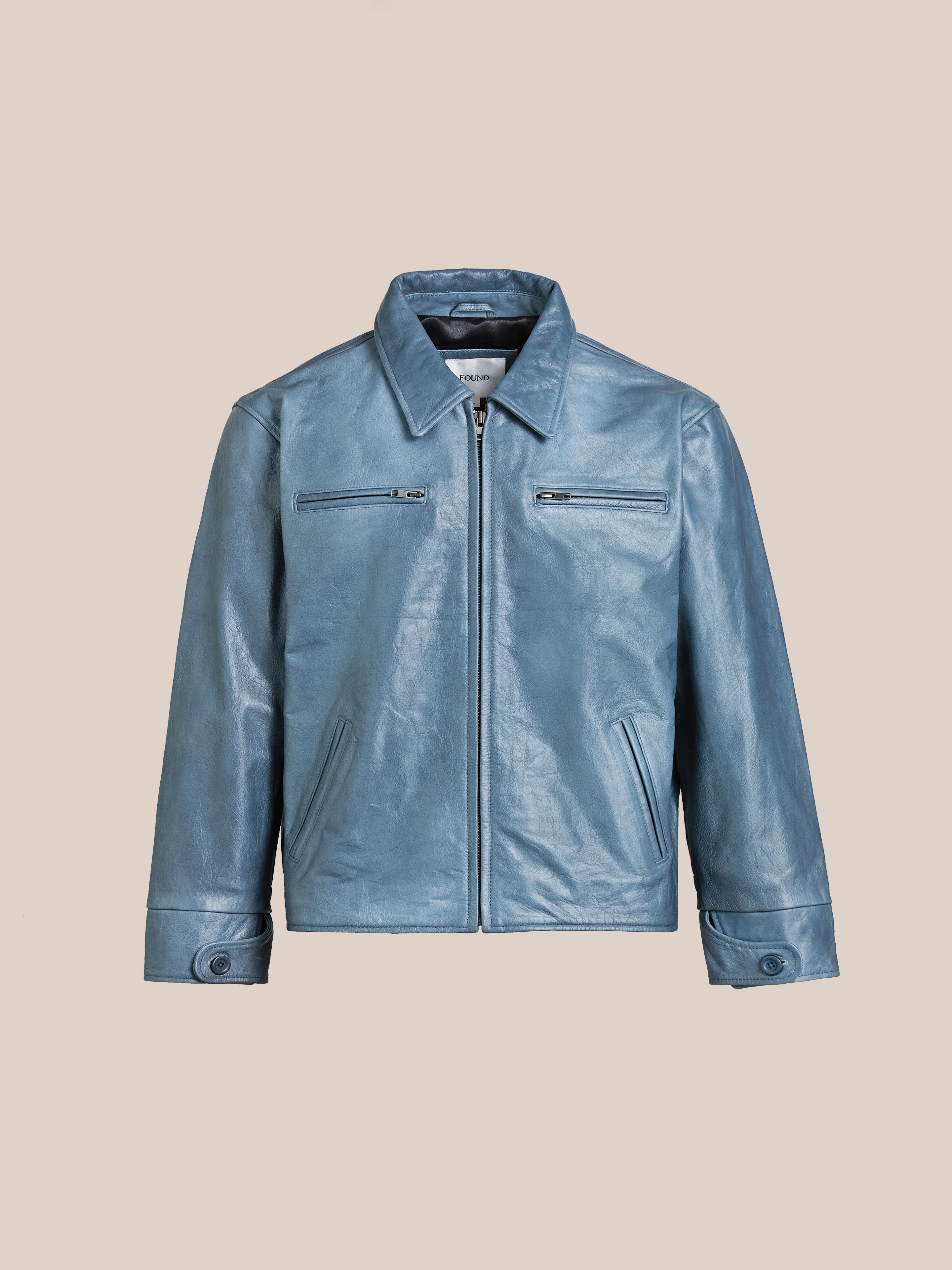 Marlboro Sun Faded Leather Racer Jacket - Image 5