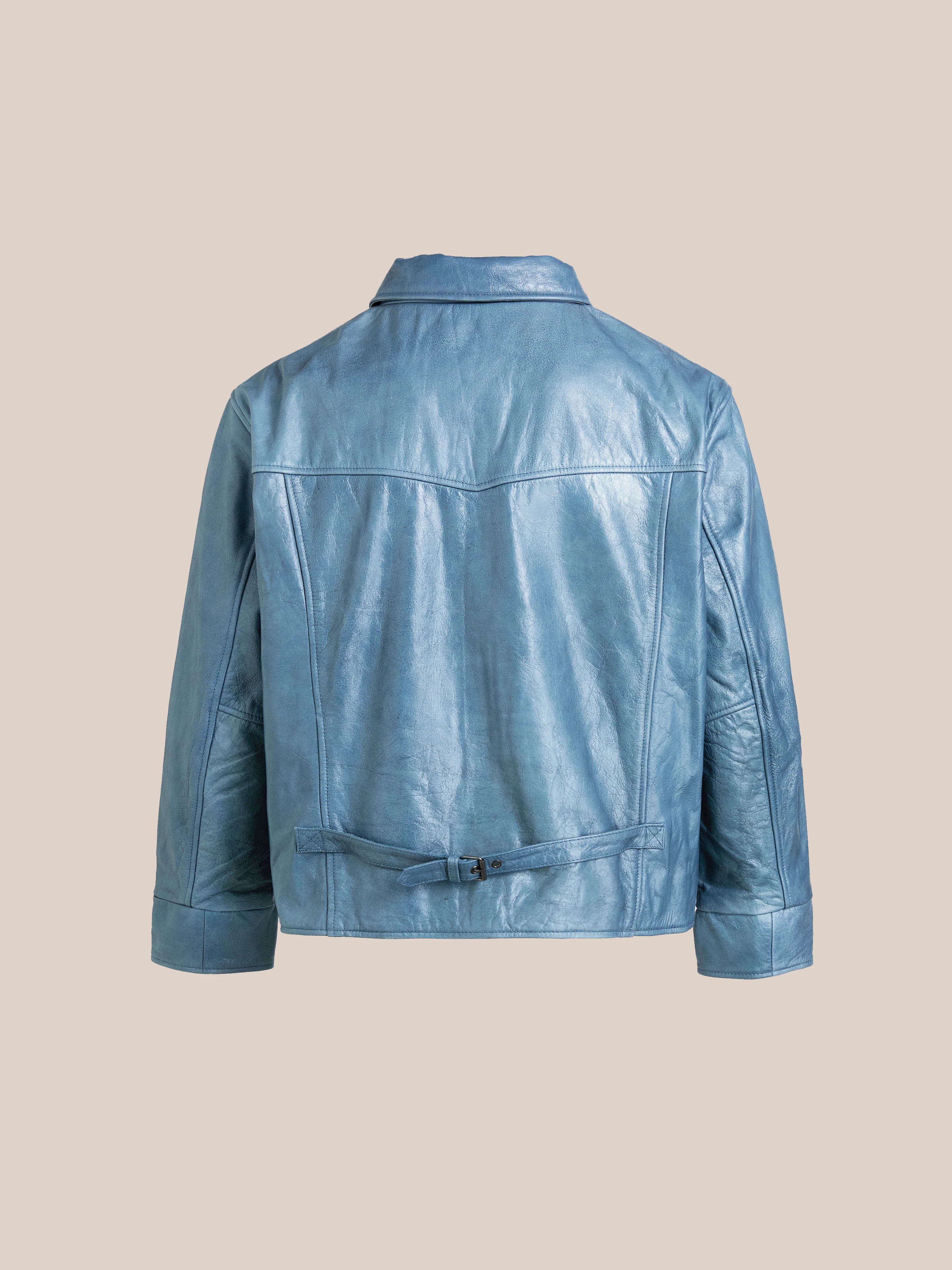 Marlboro Sun Faded Leather Racer Jacket - Image 6