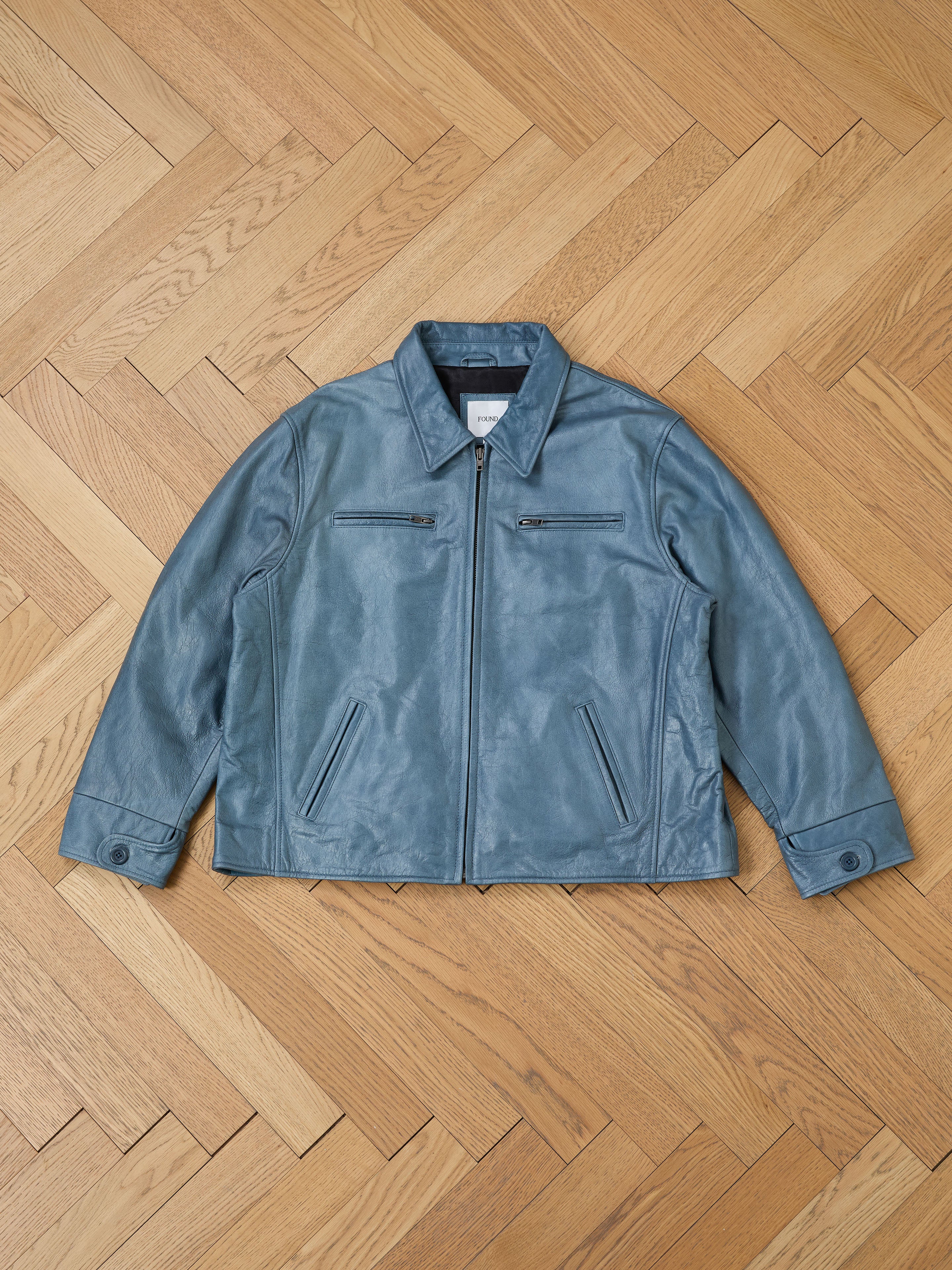 Marlboro Sun Faded Leather Racer Jacket - Image 9