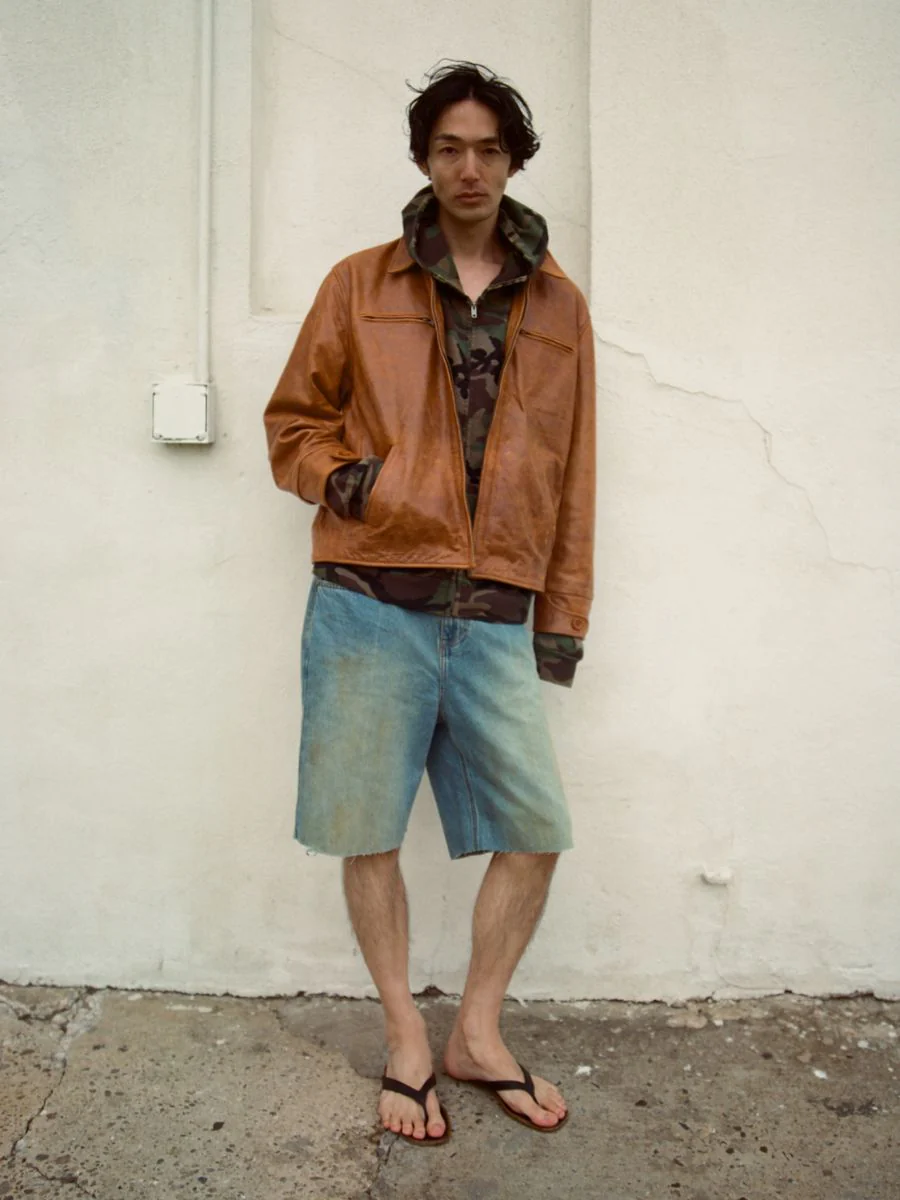 Marlboro Sun Faded Leather Racer Jacket - Image 10