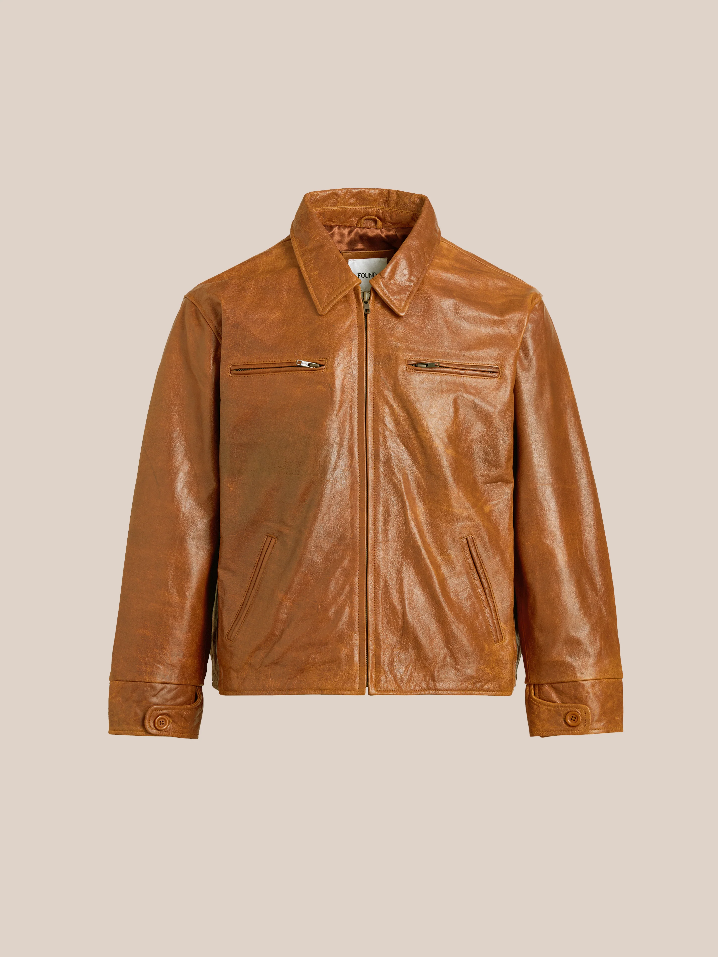 Marlboro Sun Faded Leather Racer Jacket - Image 5