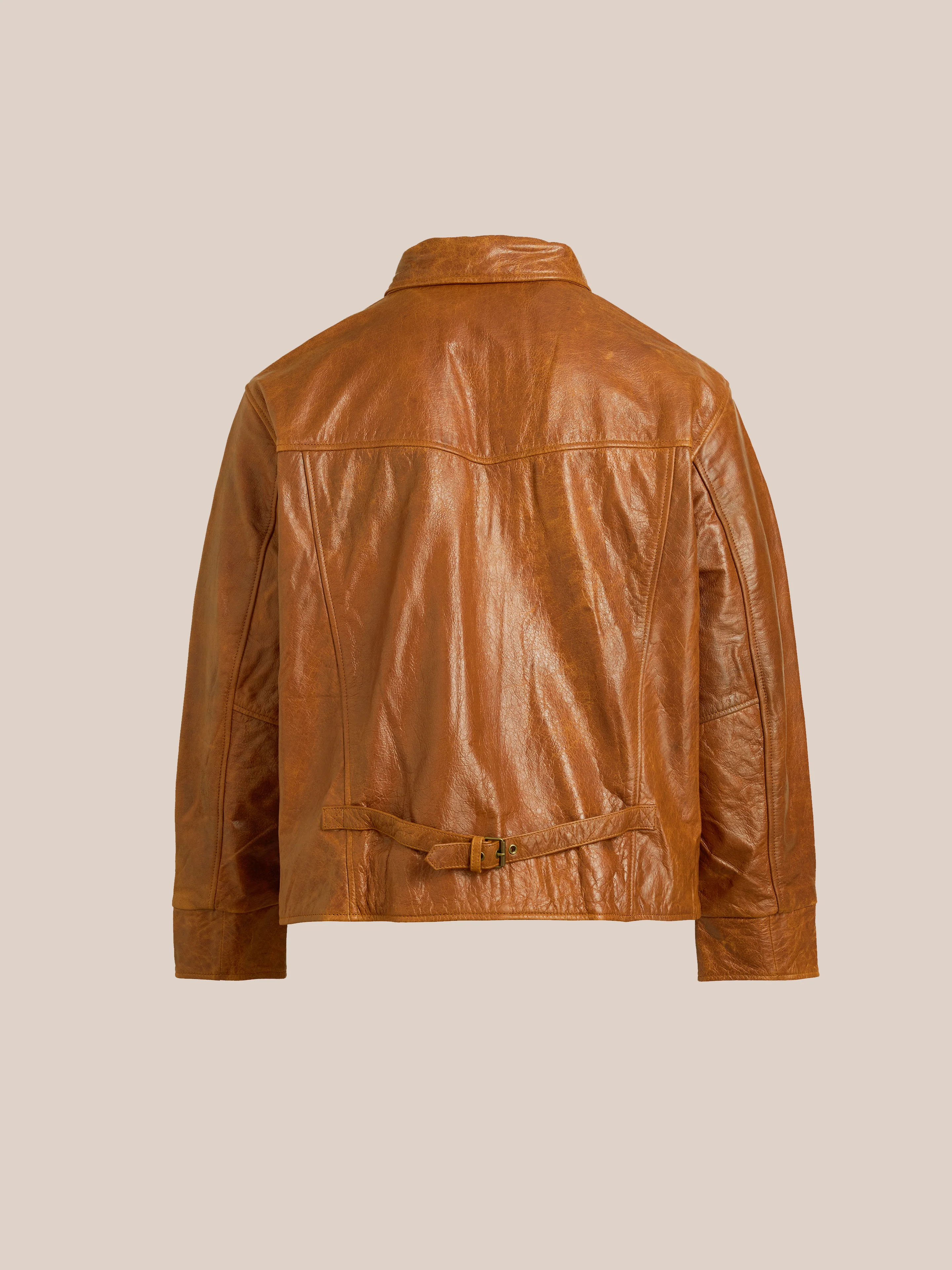 Marlboro Sun Faded Leather Racer Jacket - Image 6