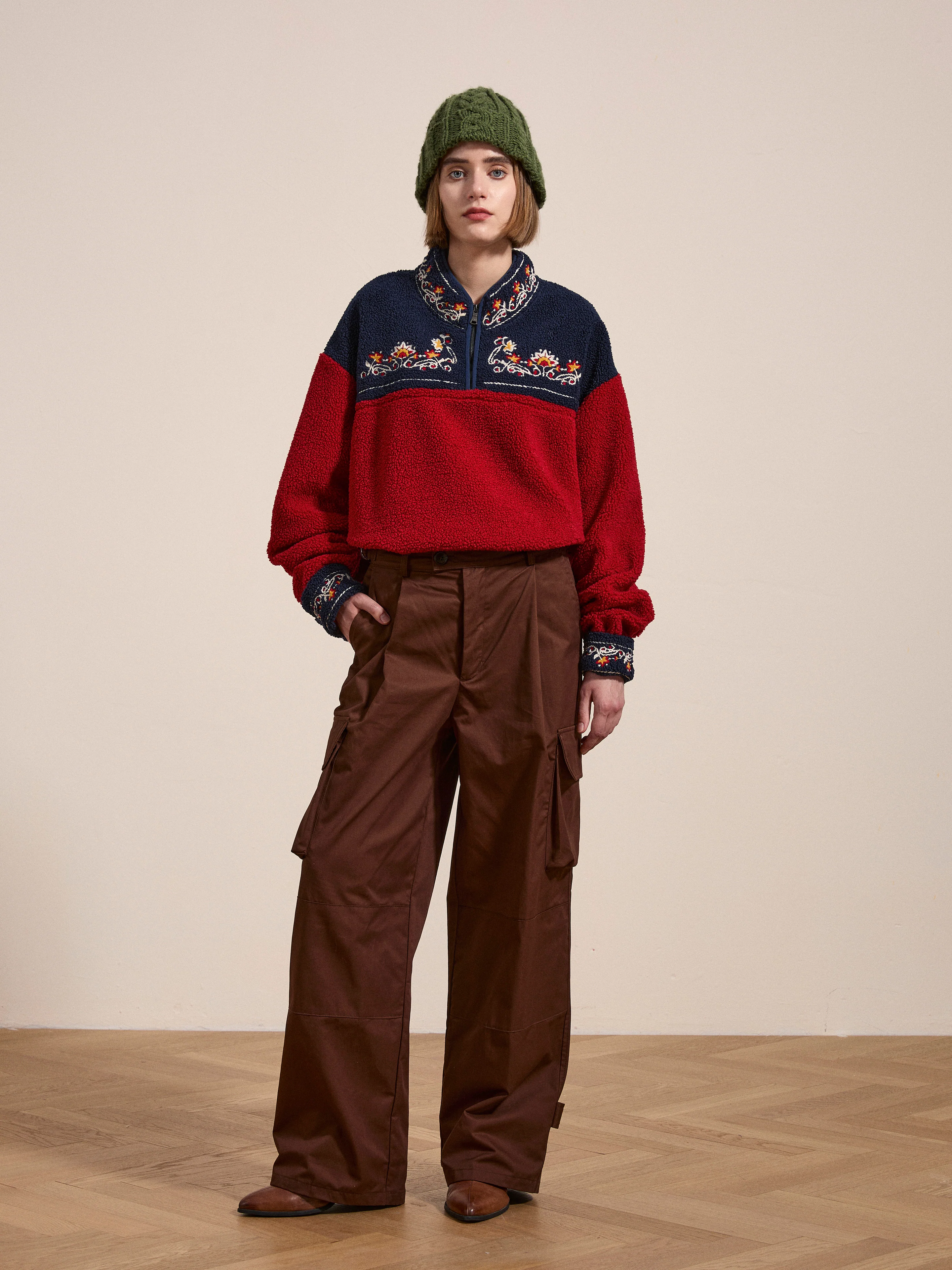 Pahari Floral Embroidered Sherpa Pullover - Image 9