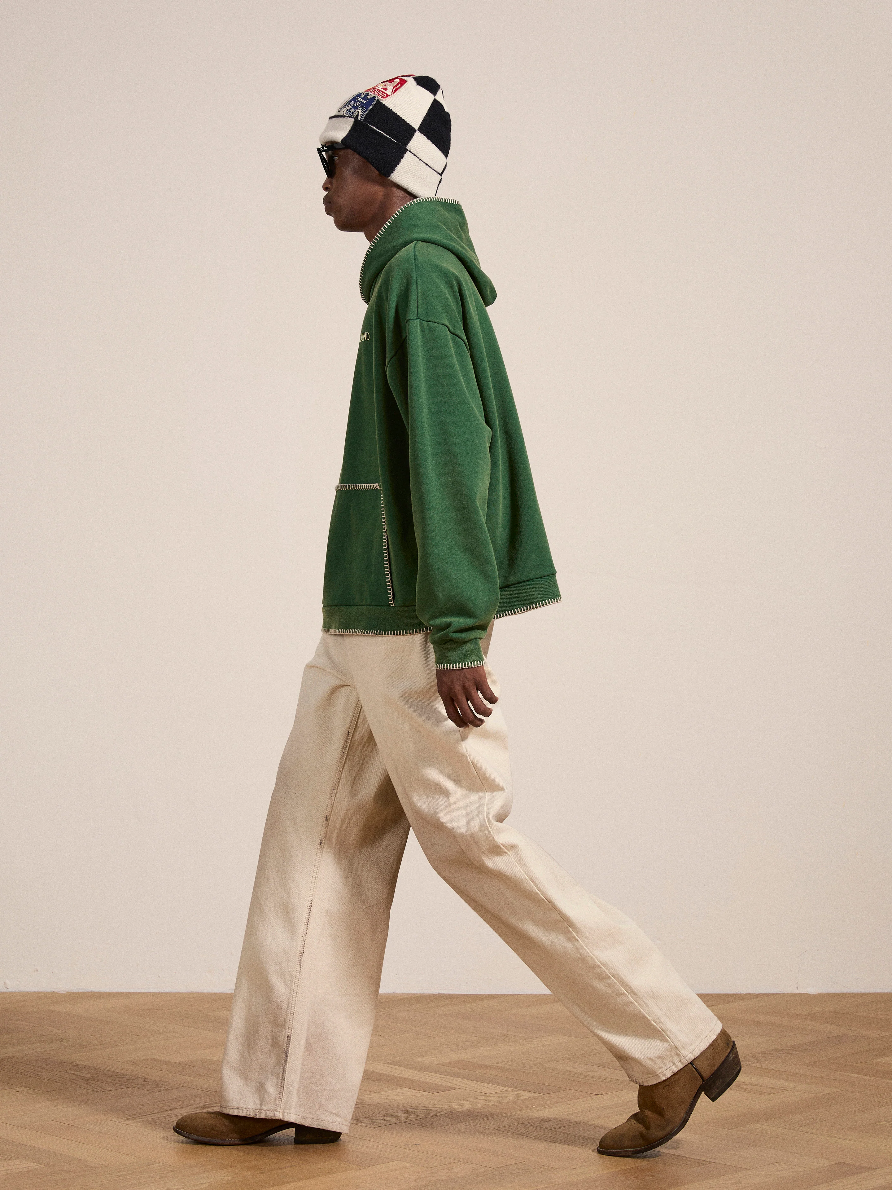 Stitched Border Distressed  Logo Hoodie - Image 9