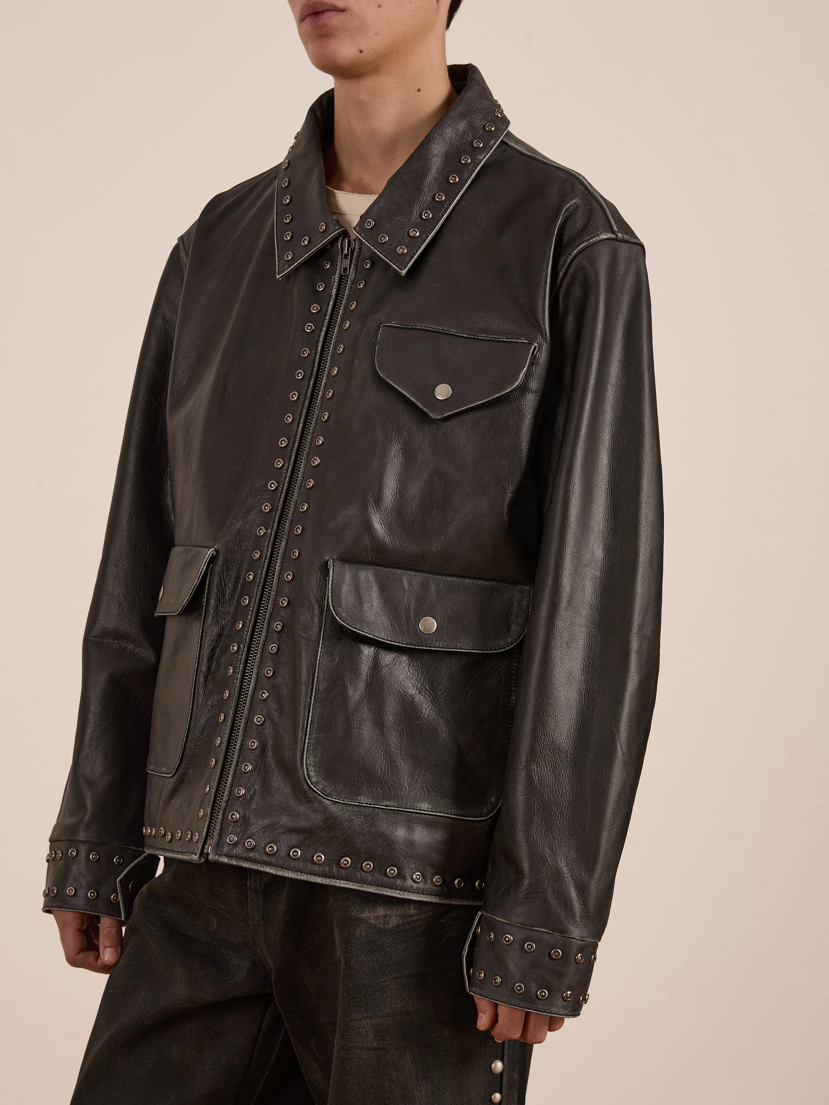 Studded Leather Pocket Jacket - Image 15