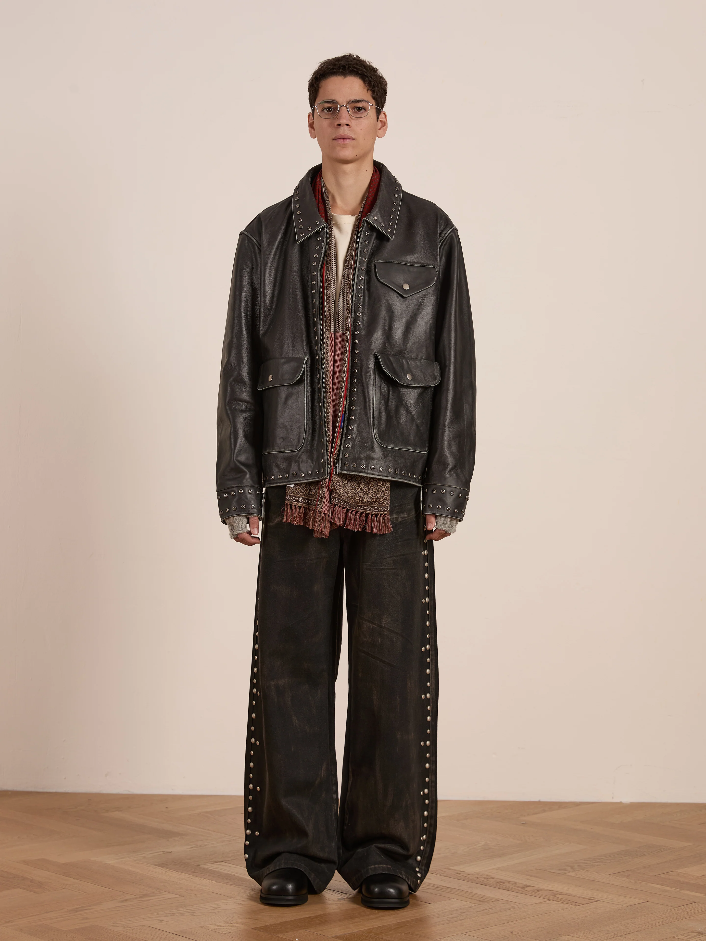 Studded Leather Pocket Jacket - Image 3