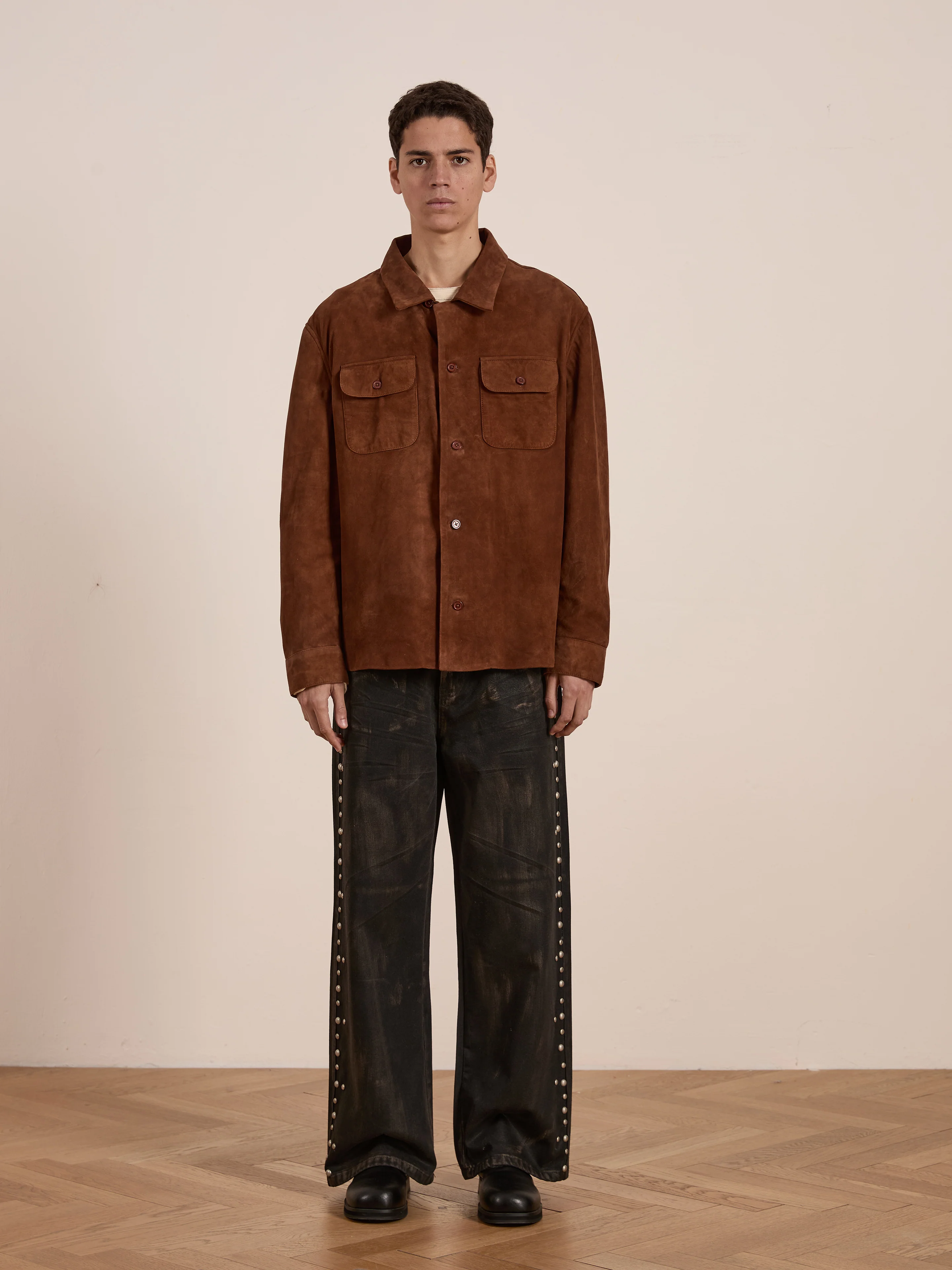 Suede Leather Camp Shirt - Image 3
