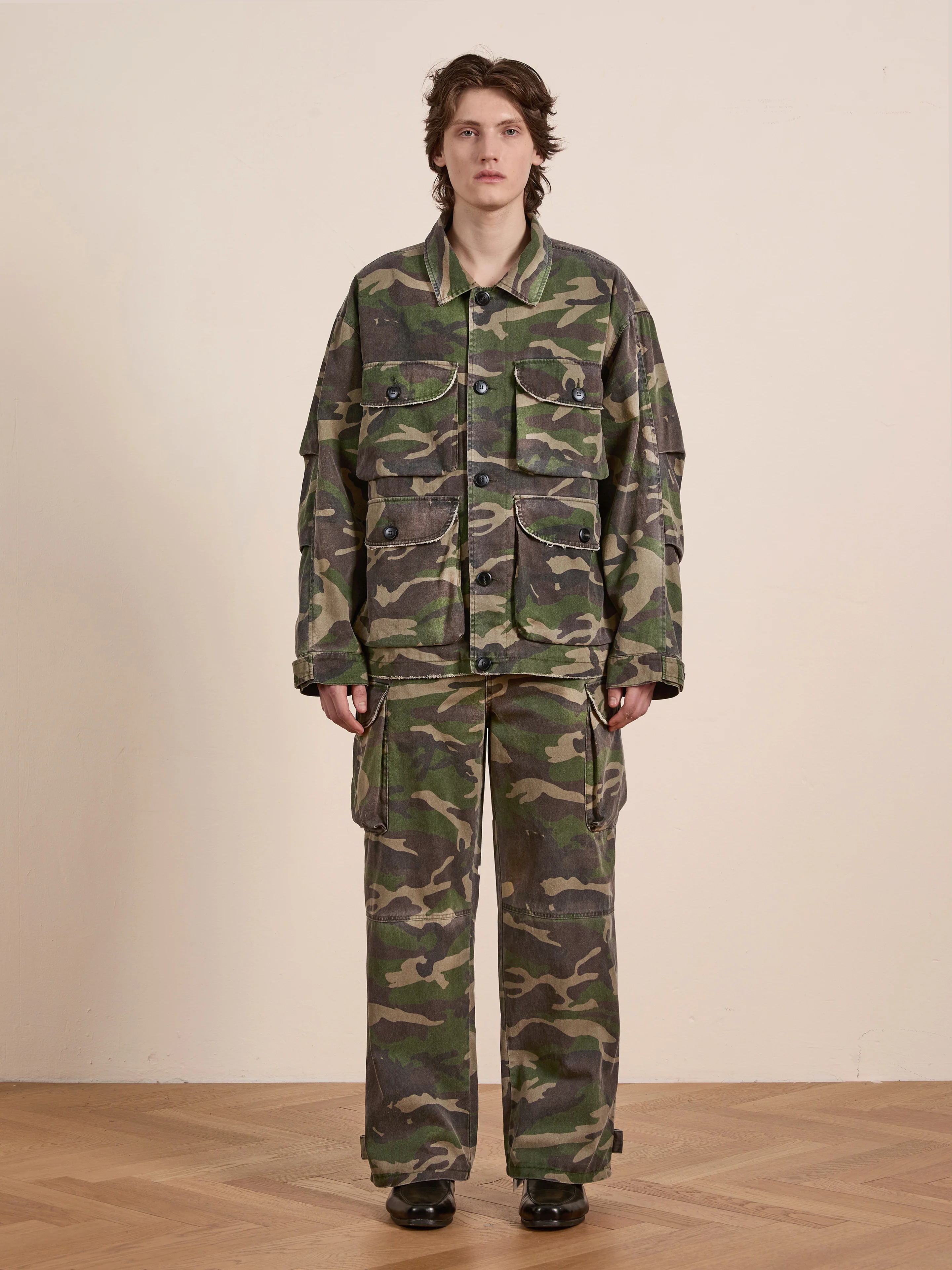 Camouflage Twill Utility Cargo Jacket - Image 3