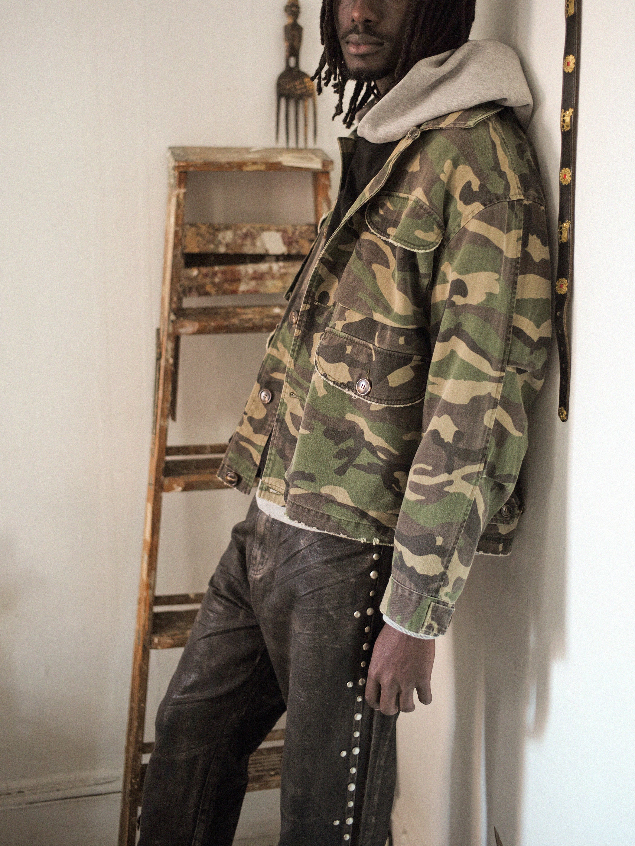Camouflage Twill Utility Cargo Jacket - Image 5