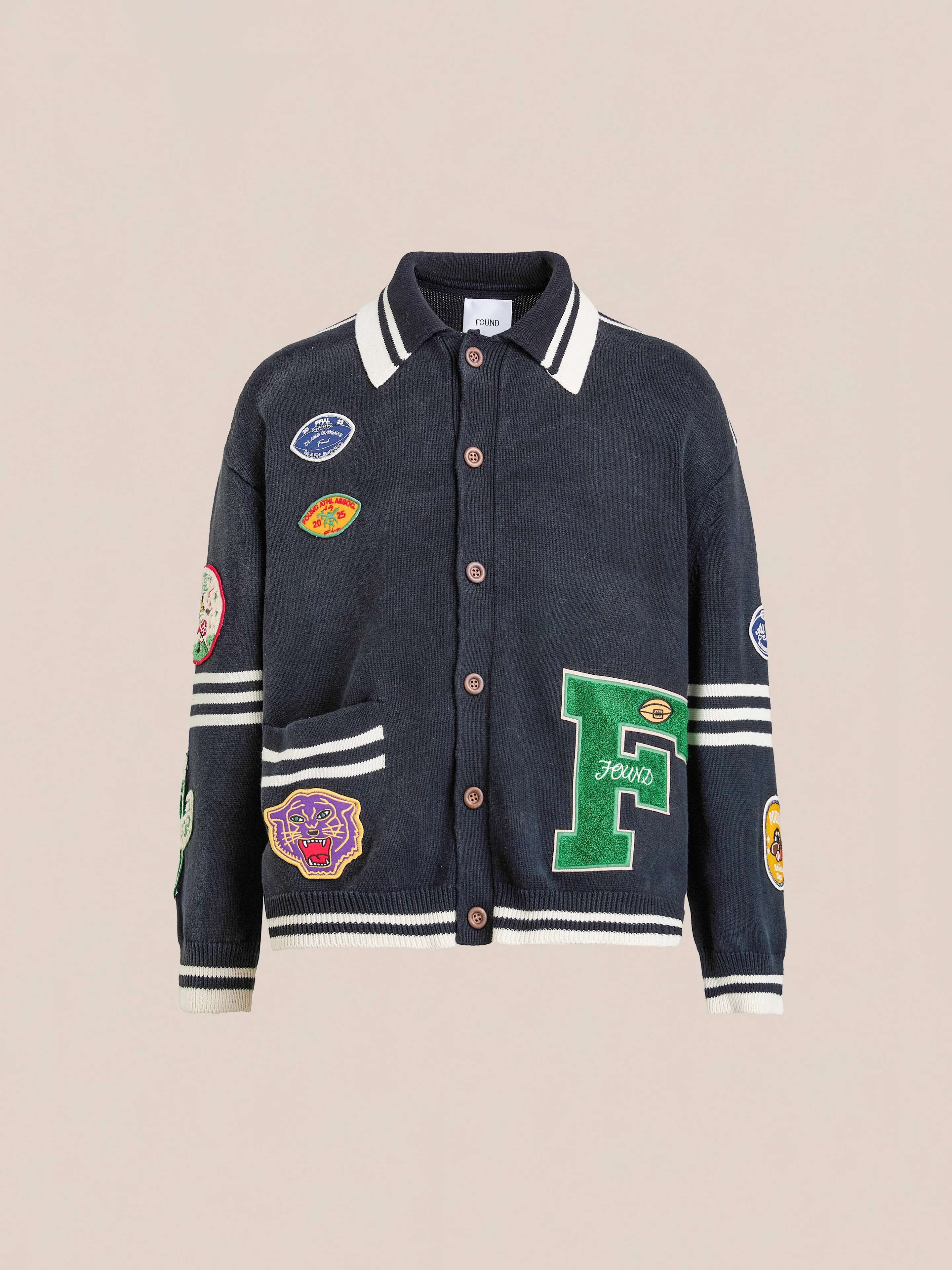Varsity Patch Collared Cardigan - Image 3