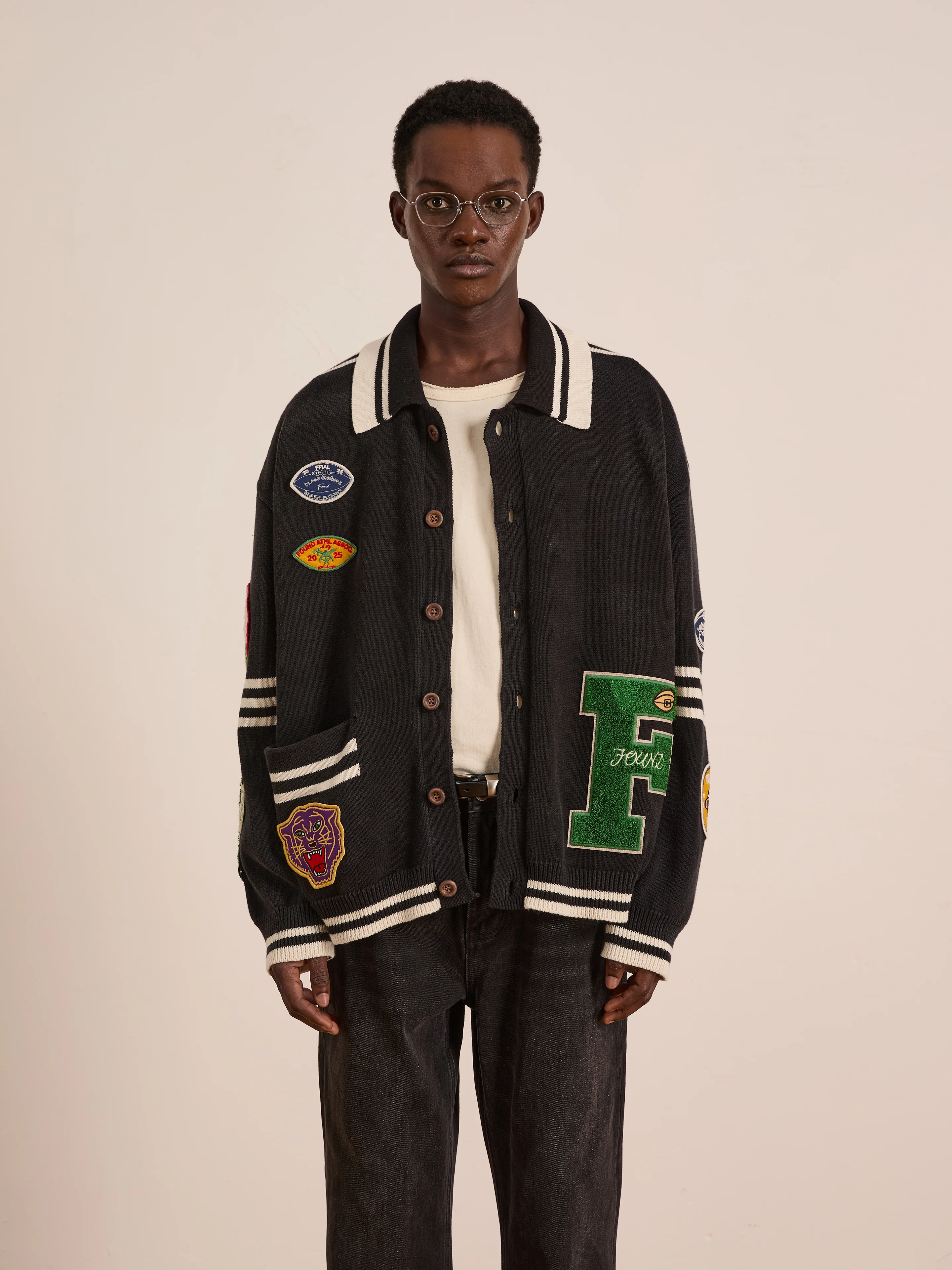 Varsity Patch Collared Cardigan - Image 5