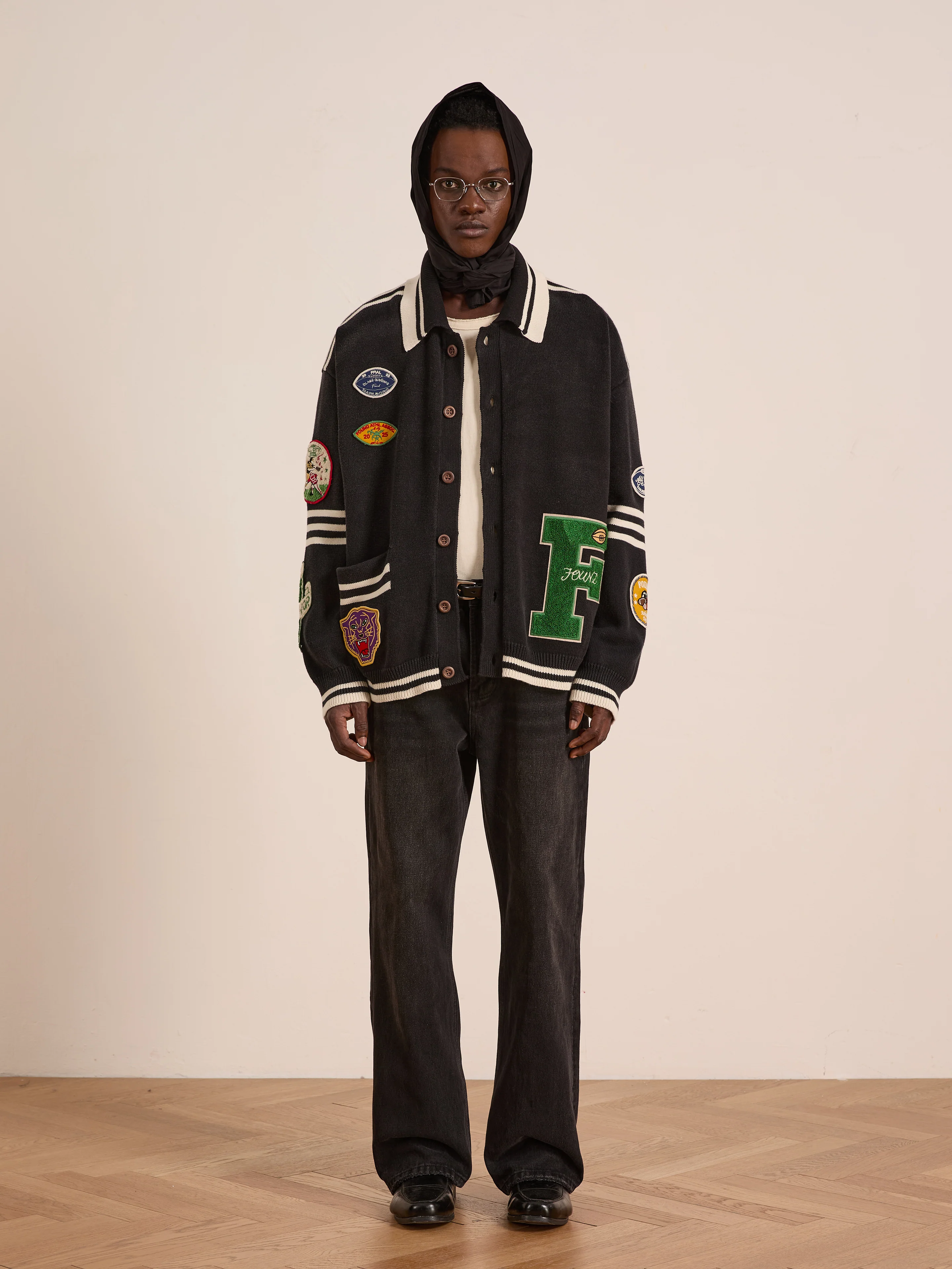 Varsity Patch Collared Cardigan - Image 7