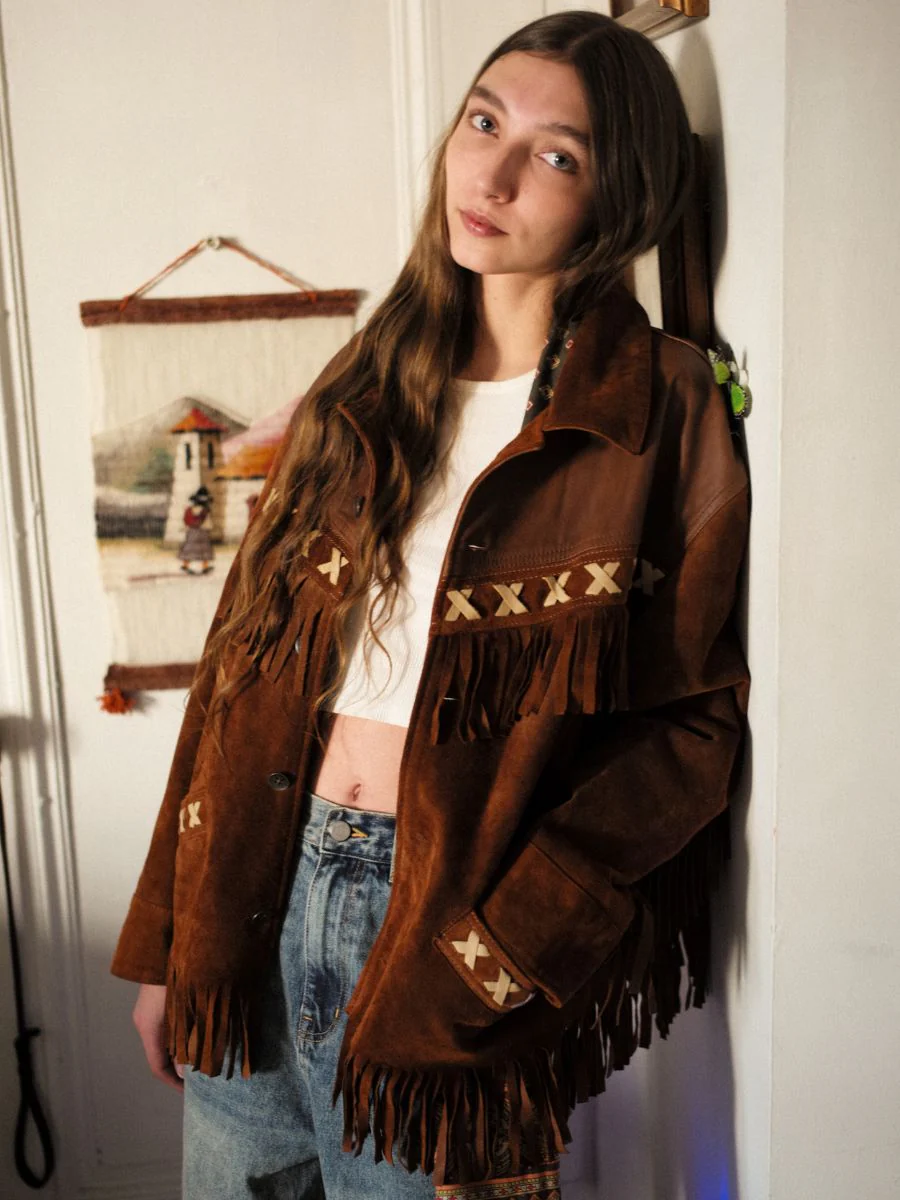 Western Fringe Suede Leather Jacket - Image 3