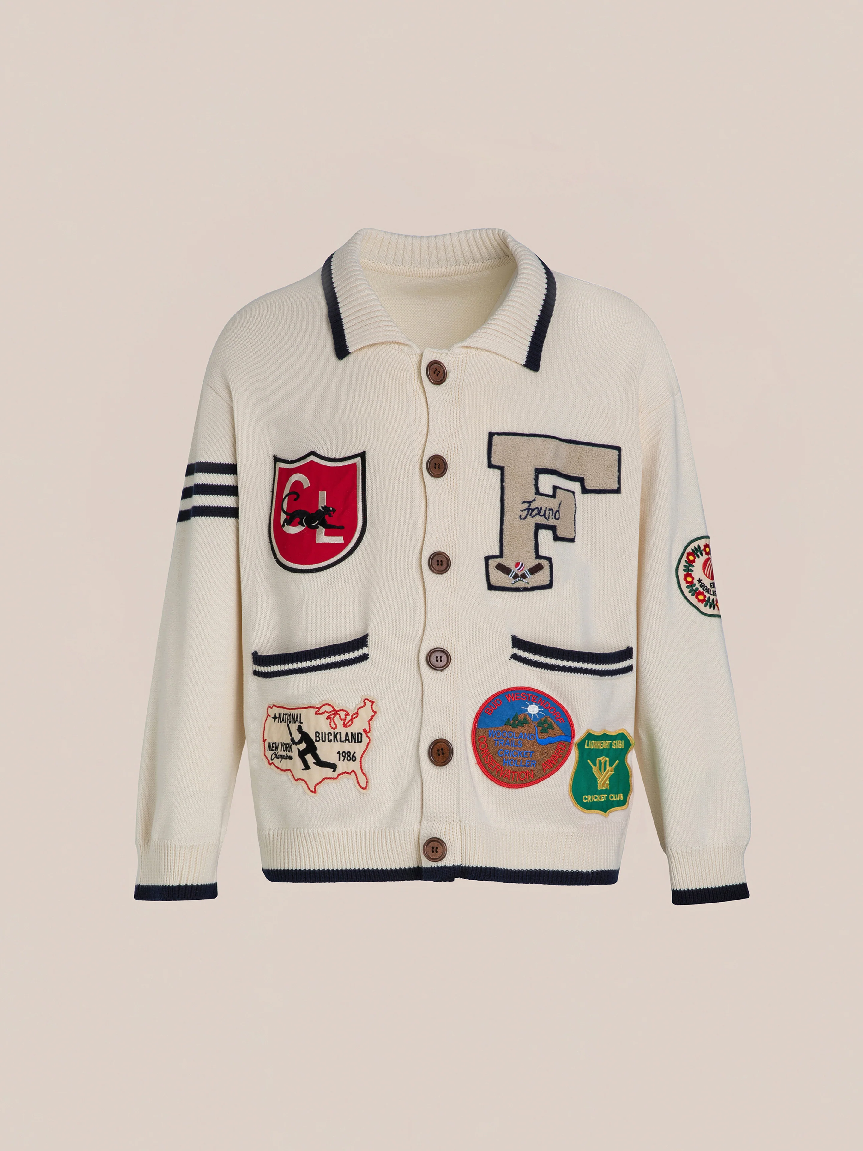 York Varsity Patch Collared Cardigan - Image 4