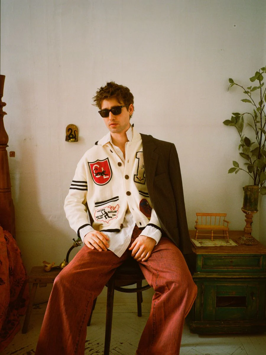 York Varsity Patch Collared Cardigan - Image 7