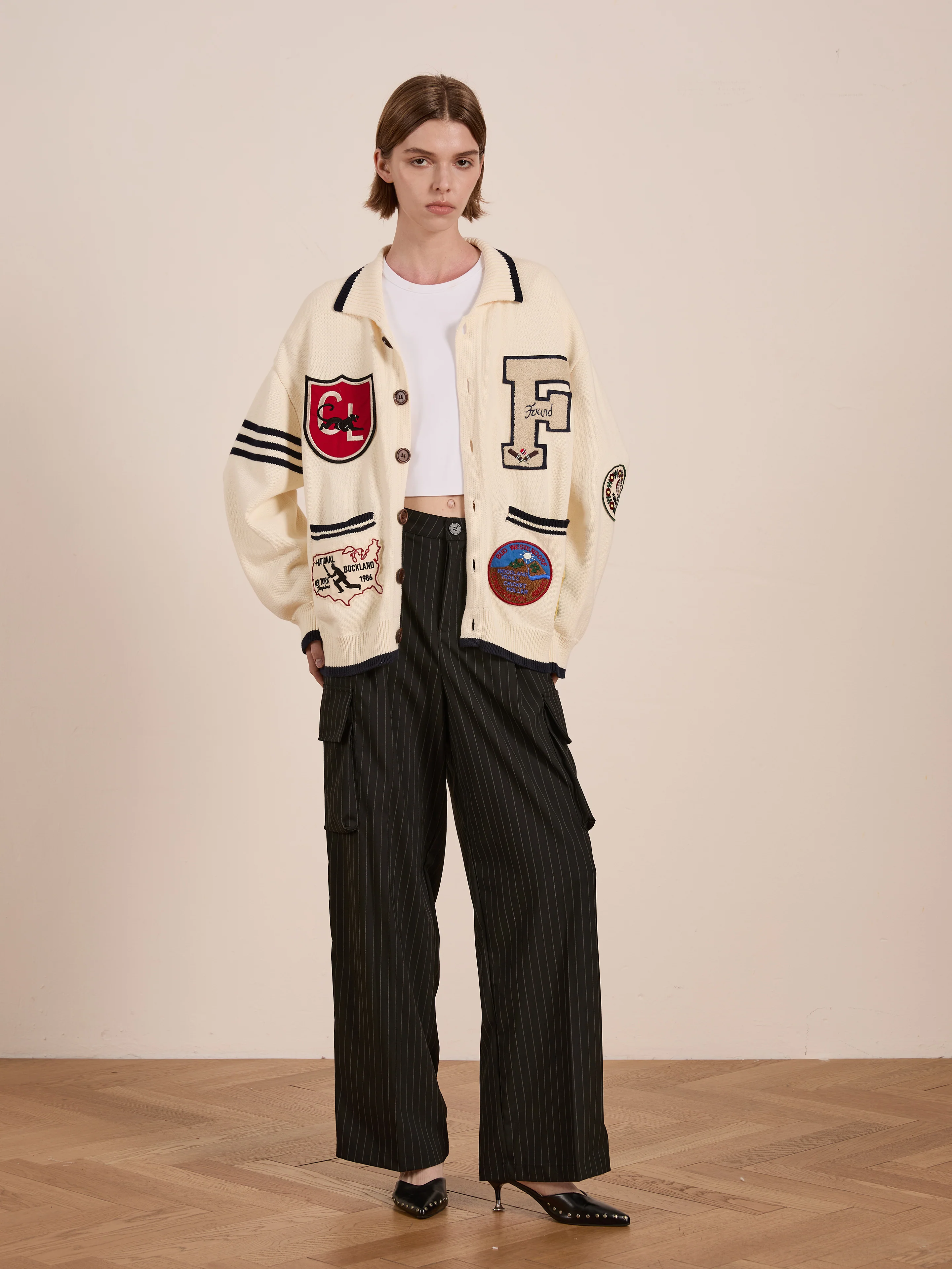 York Varsity Patch Collared Cardigan - Image 8