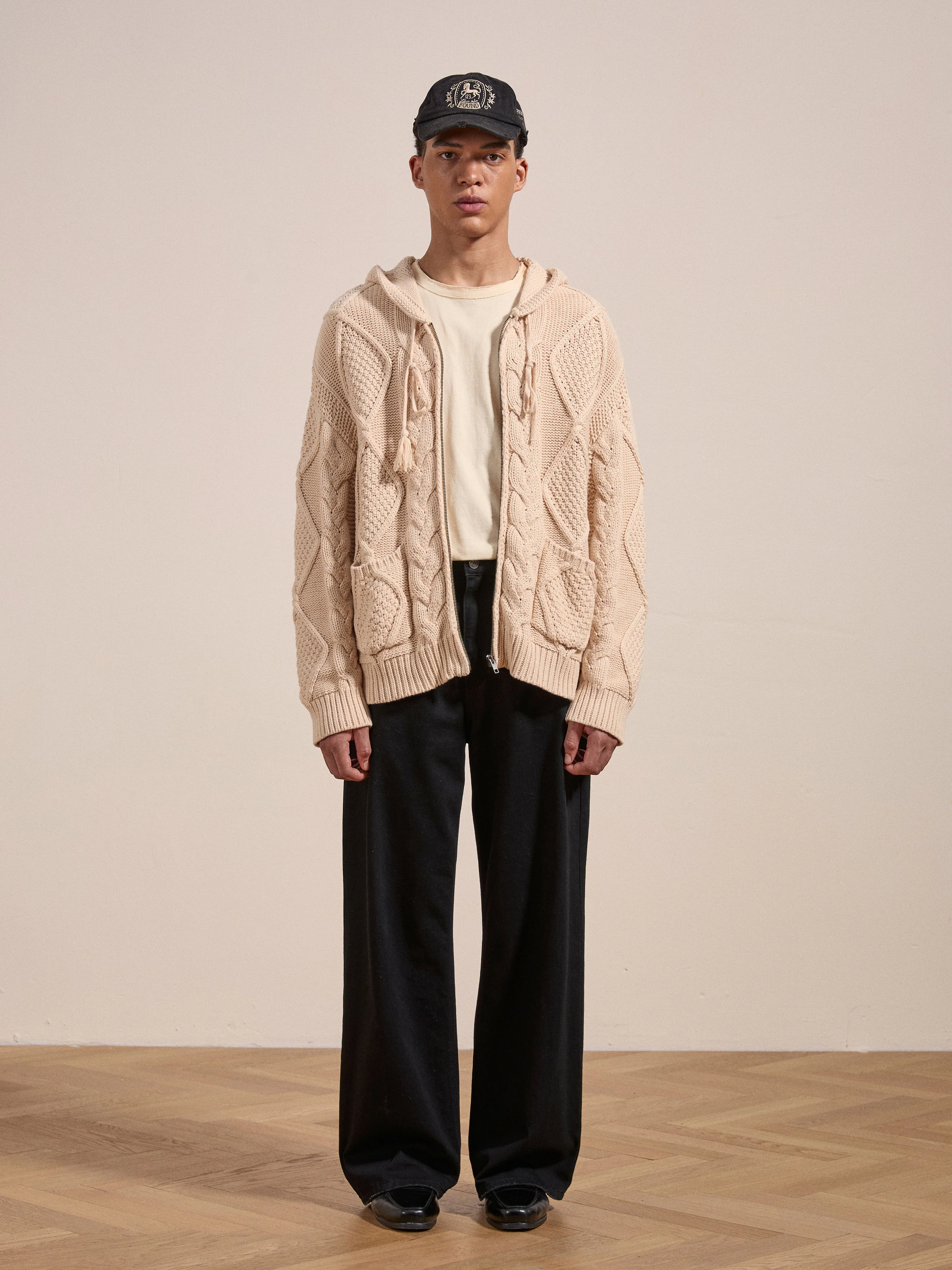 Zip Up Cable Knit Hoodie - Image 4