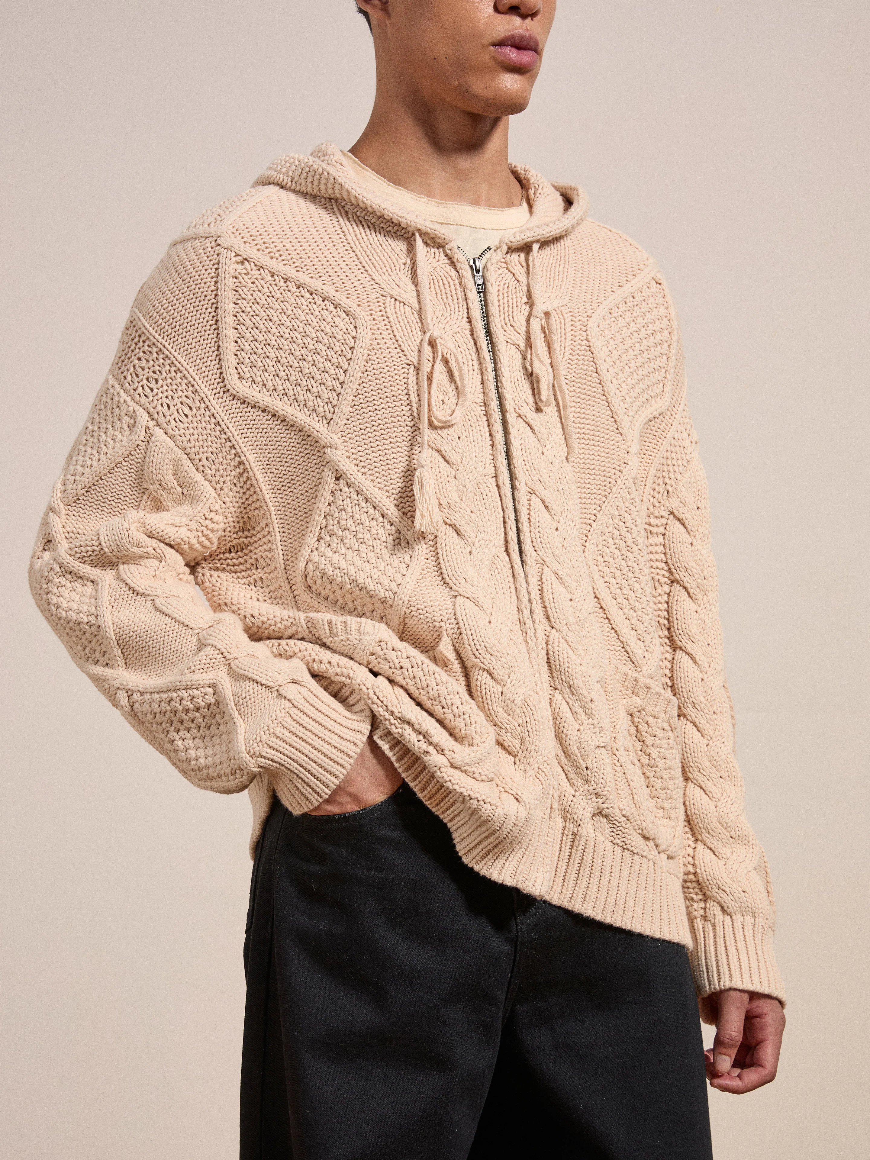 Zip Up Cable Knit Hoodie - Image 8